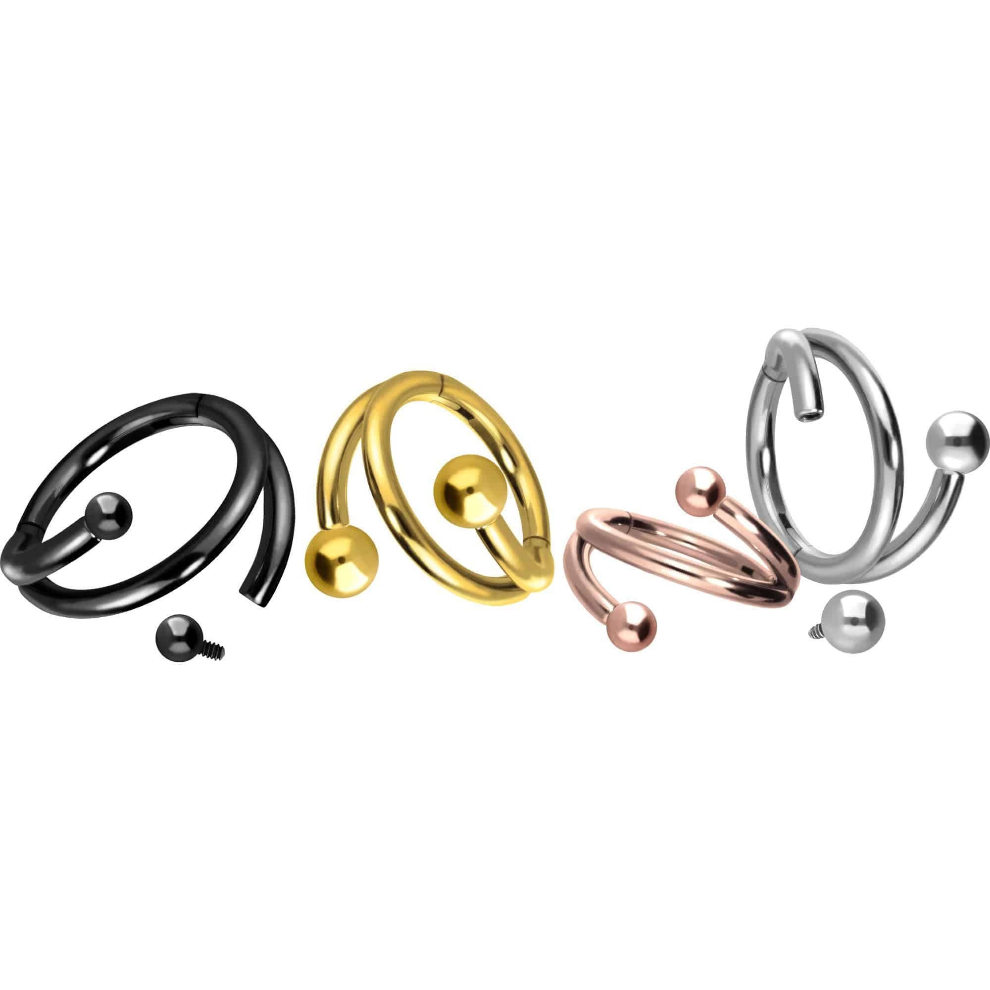 PIERCINGLINE Nasenpiercing Titan Segmentring Clicker mit Innengewinde 3 RINGE + 2 KUGELN (Clicker, 1-tlg), Ohrpiercing für Conch, Helix, Tragus, Daith, Lobe