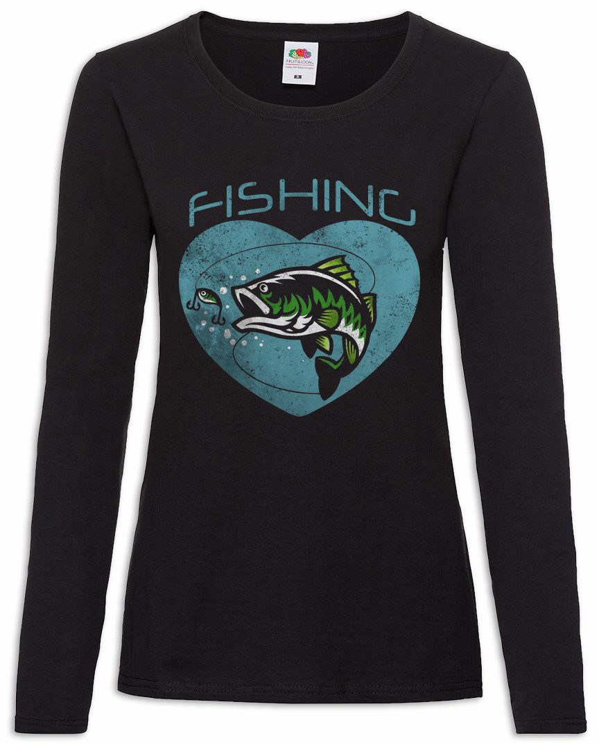 Urban Backwoods Langarmshirt Fishing Damen Langarmshirt Skelett Fischskelett Fisch Angeln Sport (1-tlg) Verein Angel Angler Fluss