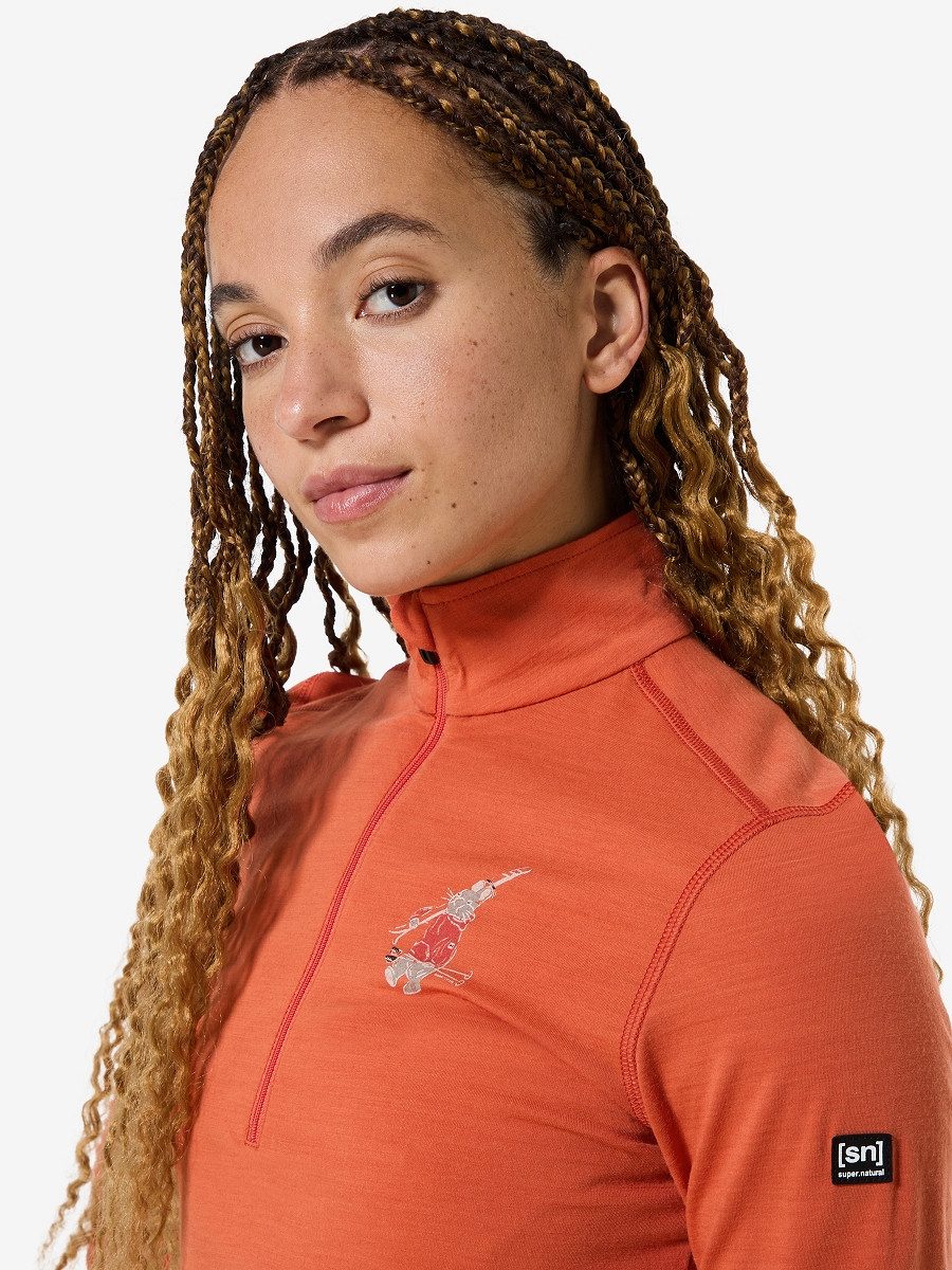 SUPER.NATURAL Funktionsshirt für Damen, Merino W TUNDRA175 ZIP 1/4 BUNNY atmungsaktiv