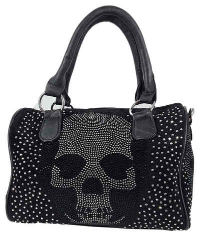 Einkaufszauber Bowlingtasche Handtasche Skull Totenkopf Kristall - Bowlingbag Strass, Totenkopf aus Strass