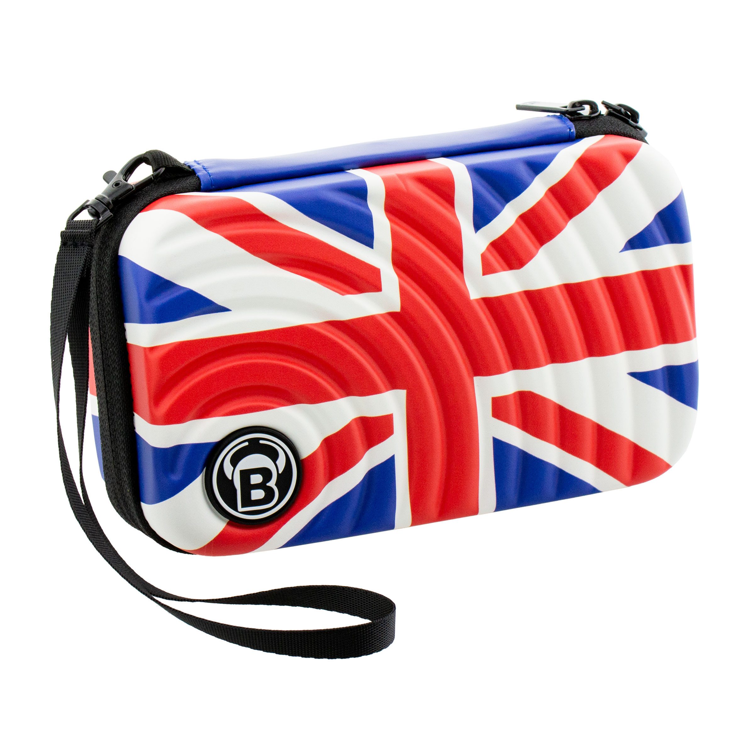Dartpfeil Dart Tasche Hardcase Orbis XL Union Jack rot weiss blau, 190x110x50mm