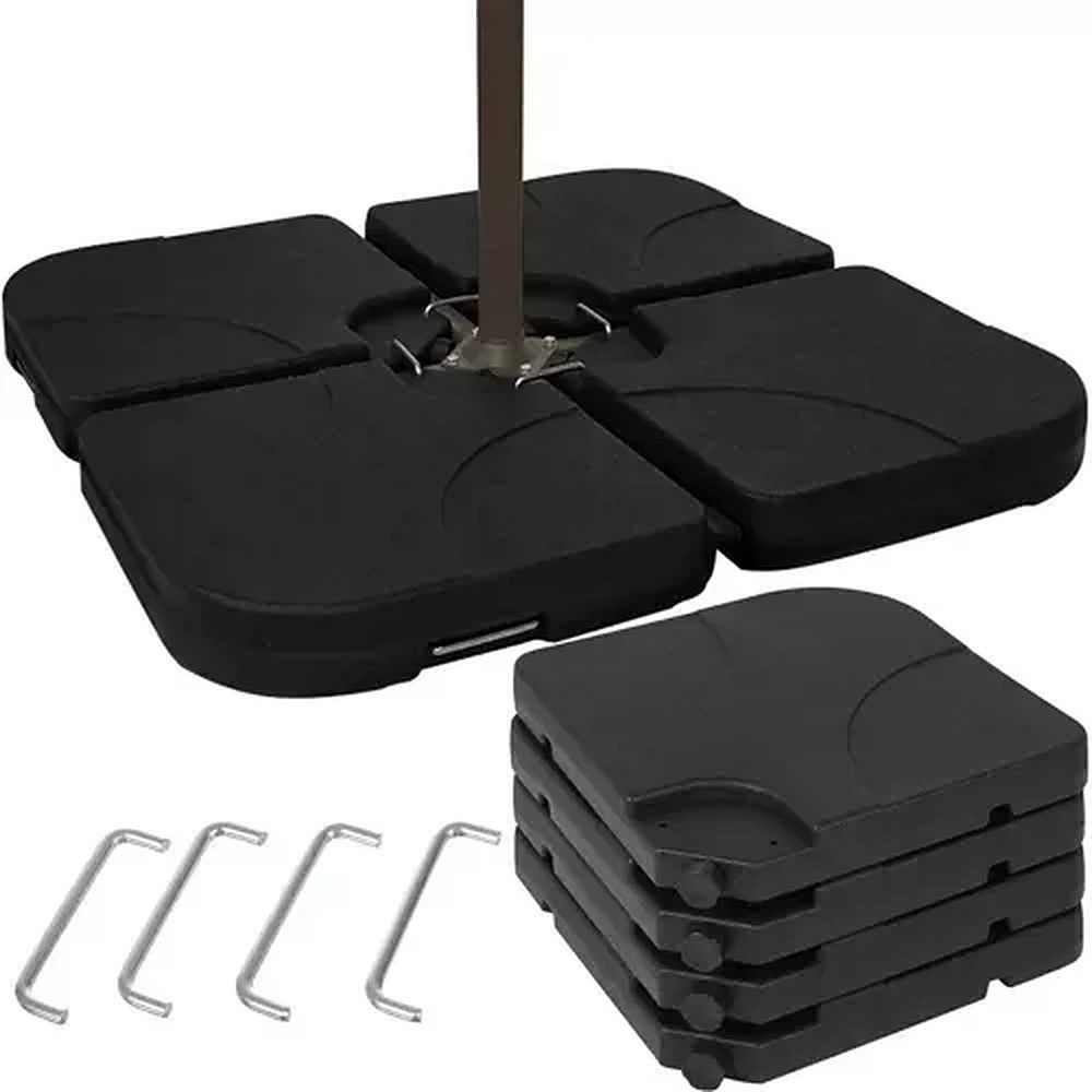Gardlov Schirmständer Schirmsockel Ampelschirmständer Beschwerungsplatten (Spar-Set, 4 St., 104 x 104 cm befüllbar), befüllbar 60 l, 4 Platten, Tragegriffe, wetterfest