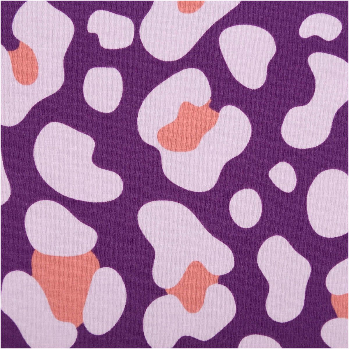 SCHÖNER LEBEN. Stoff Jersey Stoff Meterware Baumwolljersey Leo lila 150cm, allergikergeeignet