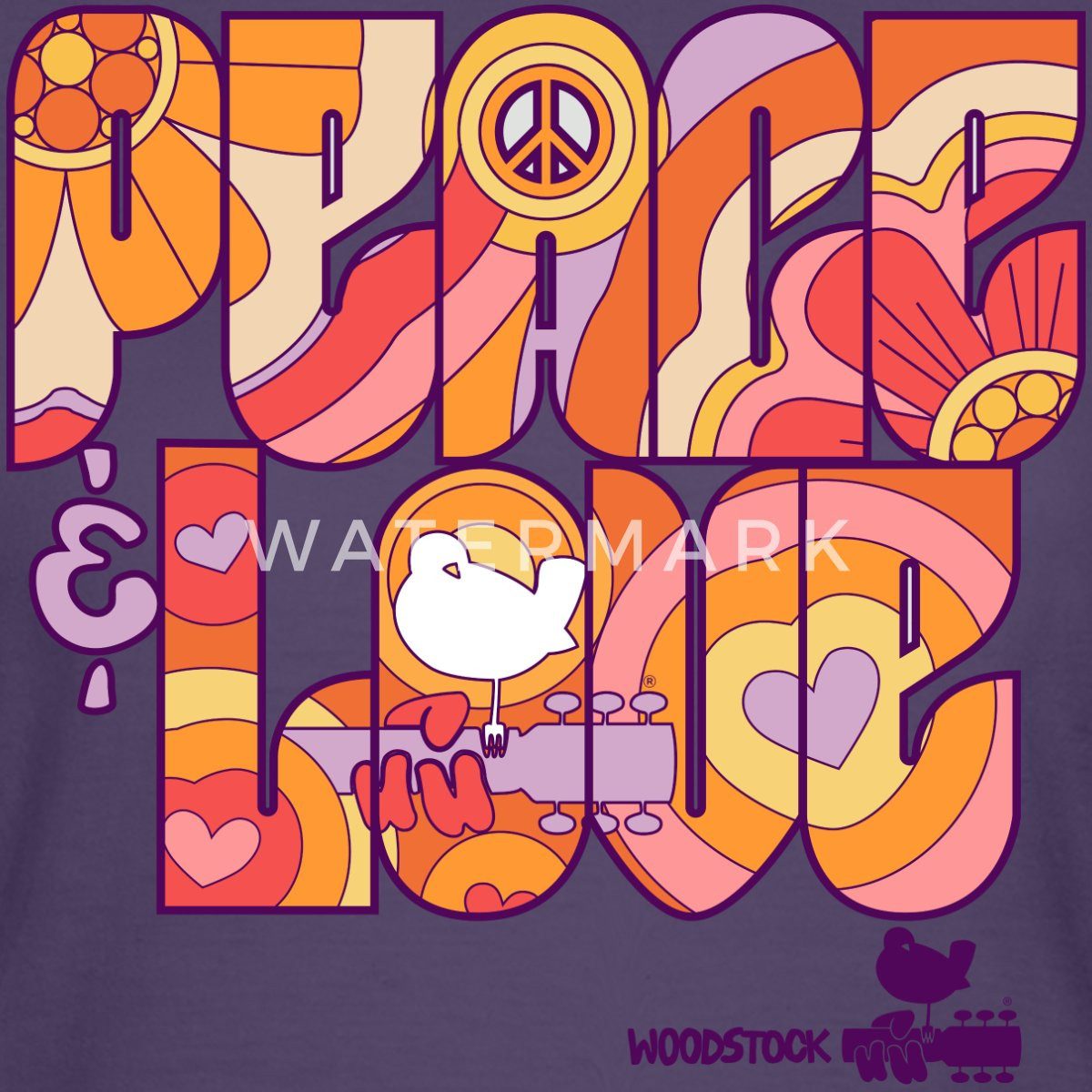Spreadshirt T-Shirt Woodstock Peace Love Hippie günstig online kaufen