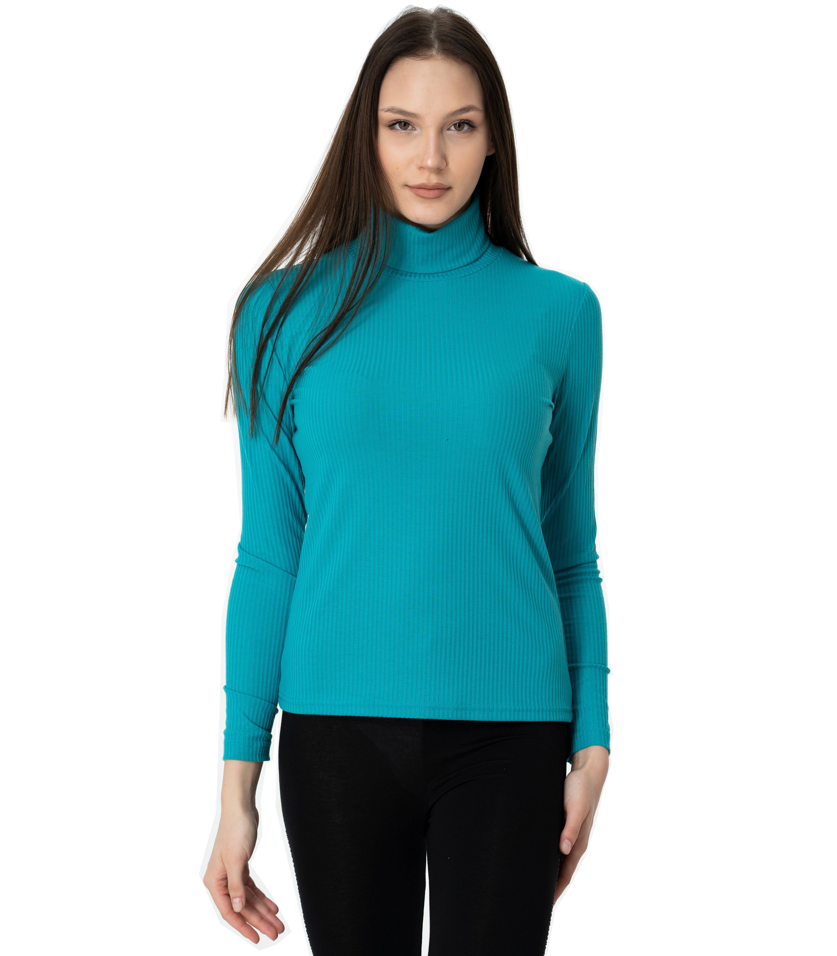 Mellice Rollkragenshirt Damen Langarm Shirt mit Rollkragen Petrol