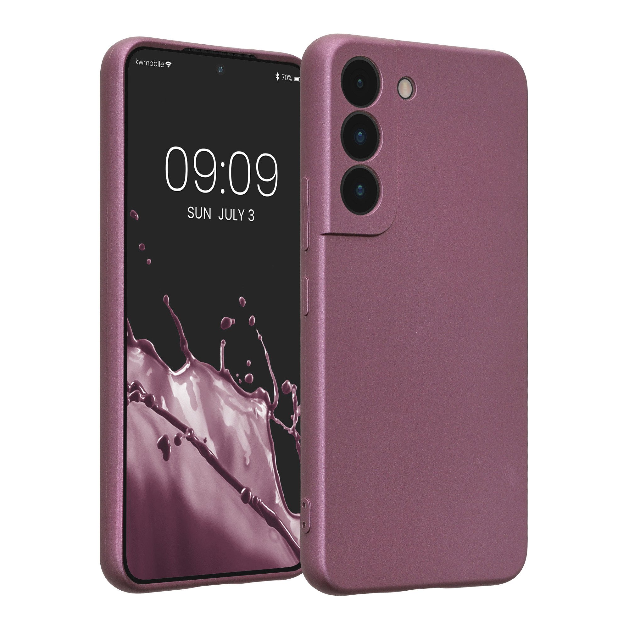 kwmobile Smartphone-Hülle Handyhülle für Samsung Galaxy S22 Hülle, weiche Silikon Case metallisch schimmernd - Schutzhülle Cover