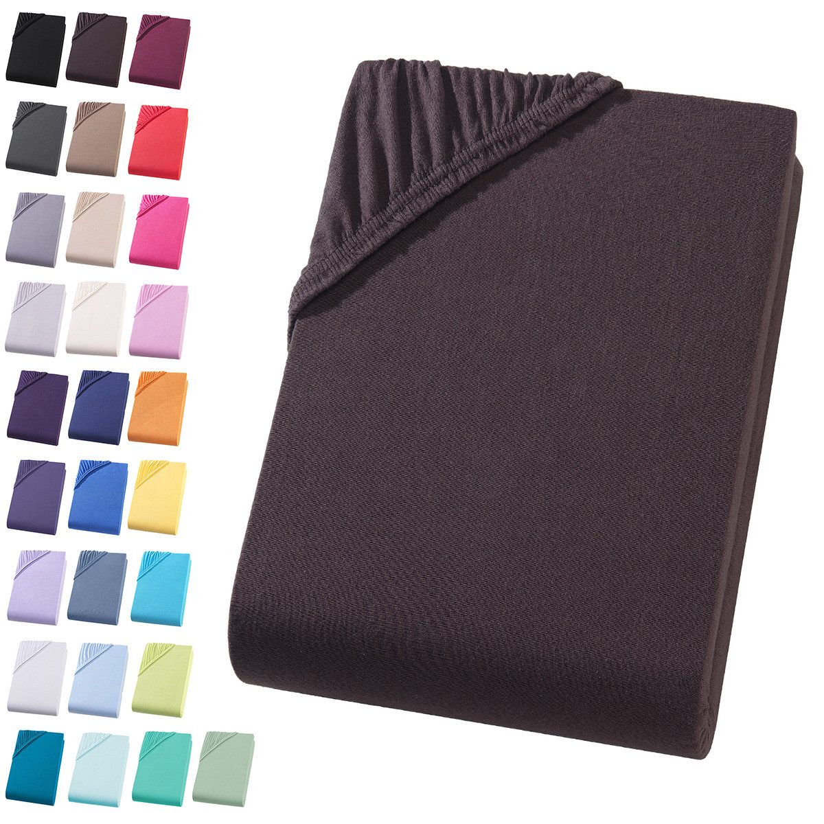 Visaggio Spannbettlaken Jersey aus 100% Baumwolle Spannbetttuch Bettlaken, Jersey, Gummizug: rundum, Spannbettlaken, für Matratzenhöhen bis 22 cm, Steghöhe 30 cm