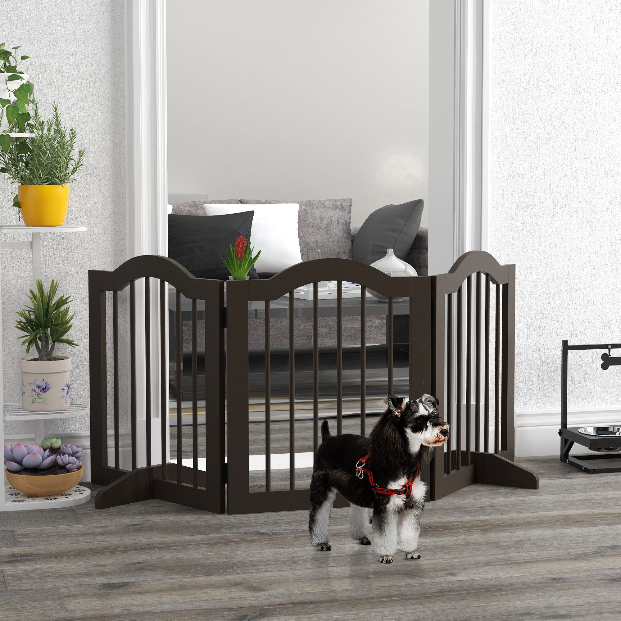 PawHut Hundegitter Hund Türschutzgitter Faltbar mit 2 Stützfüßen (Absperrgitter, 1 St., Absperrgitter), für Küche, Flur, Kaffee