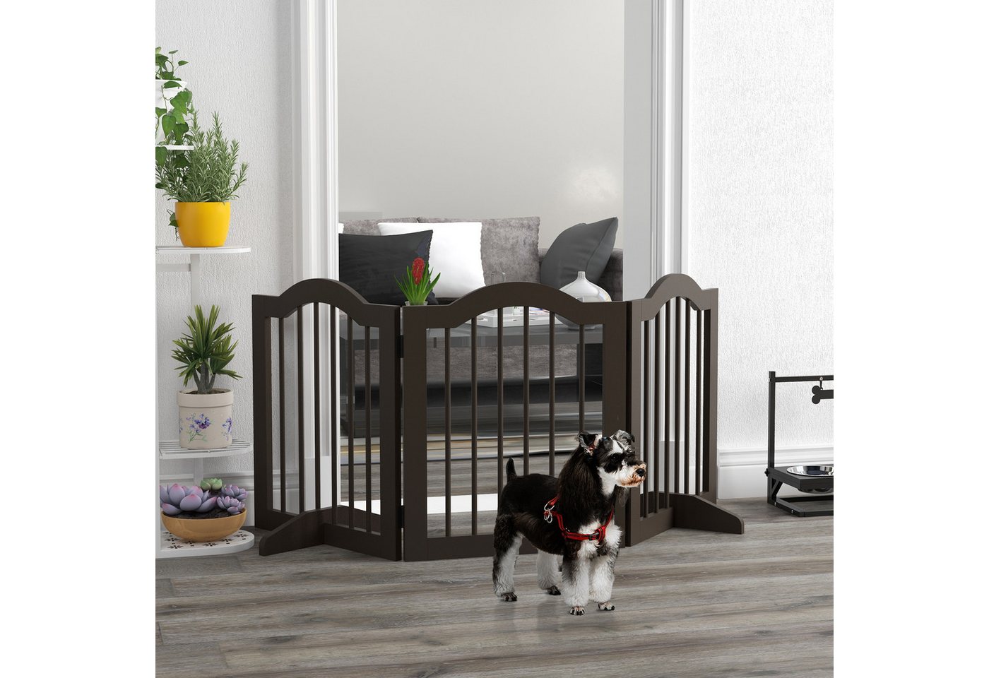 PawHut Hundegitter Hund Türschutzgitter Faltbar mit 2 Stützfüßen (Absperrgitter, 1 St., Absperrgitter), für Küche, Flur, Kaffee