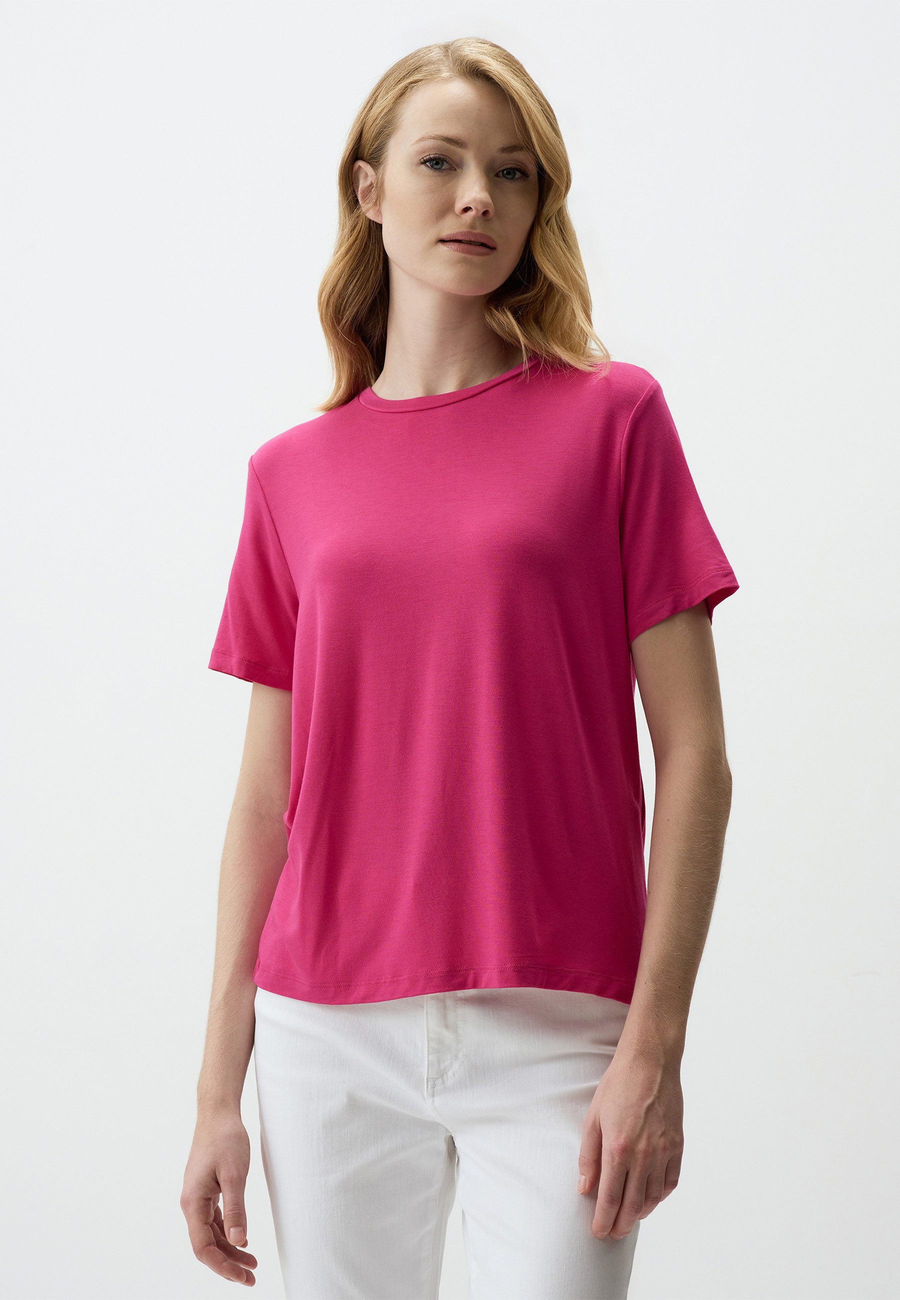 T-Shirt Fuchsiafarbenes Basic-T-Shirt