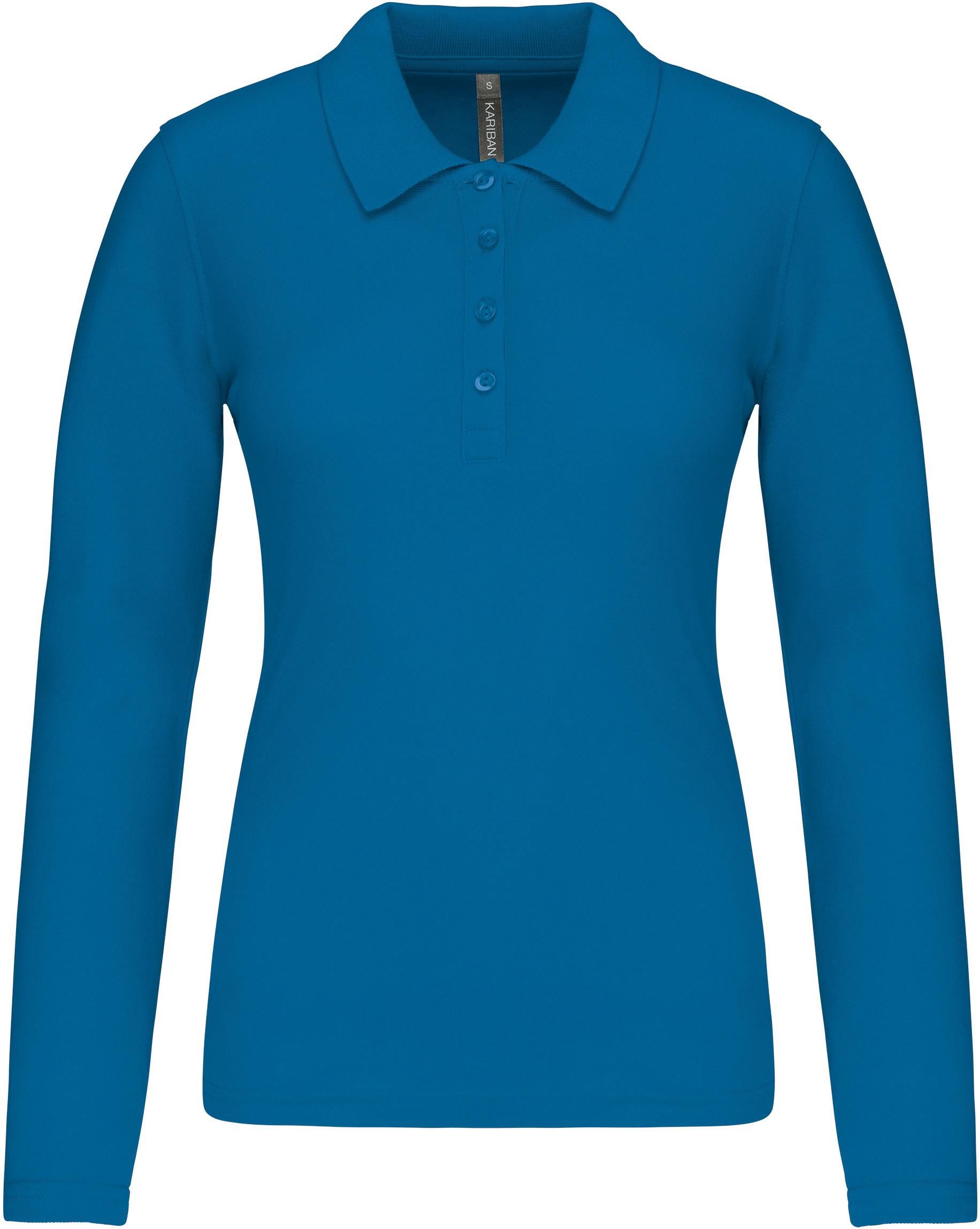 Kariban Langarm-Poloshirt Damen Langarm-Polohemd. Baumwollpiqué