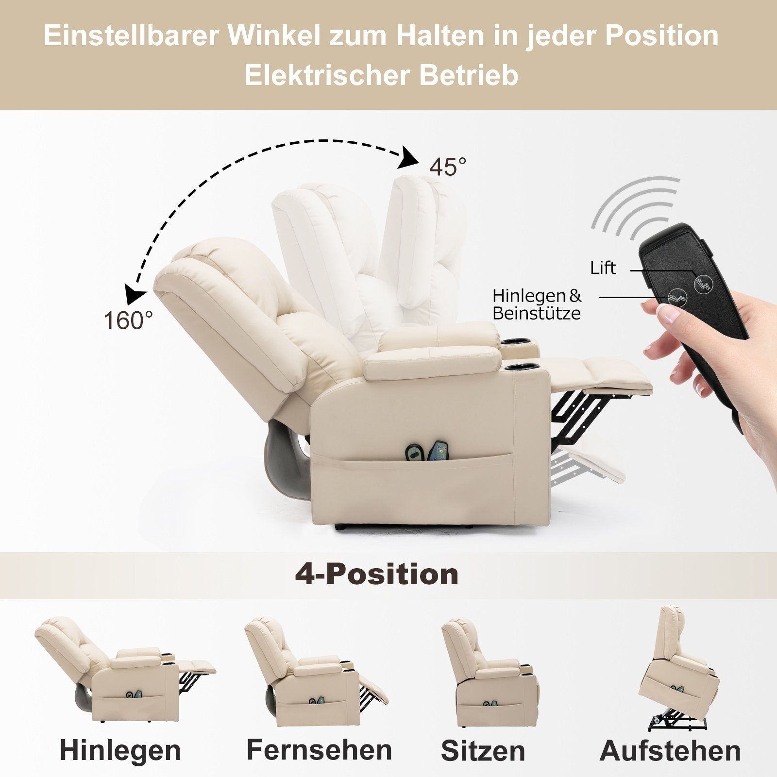 COMHOMA Massagesessel Relaxsessel Fernsehsessel Aufstehhilfe für ältere Menschen – Bild 5 von 5