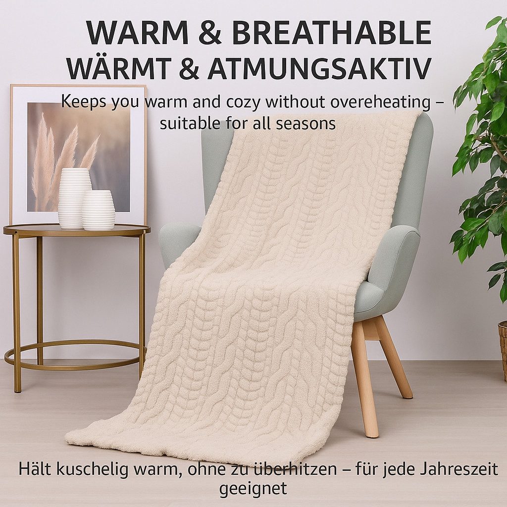 Wohndecke Kuscheldecke BOZEN Ornament Flauschig XXL Größe 150x200 cm, Betz, Wohndecke XXL Warm Sofadecke Decke Couch Fleecedecke