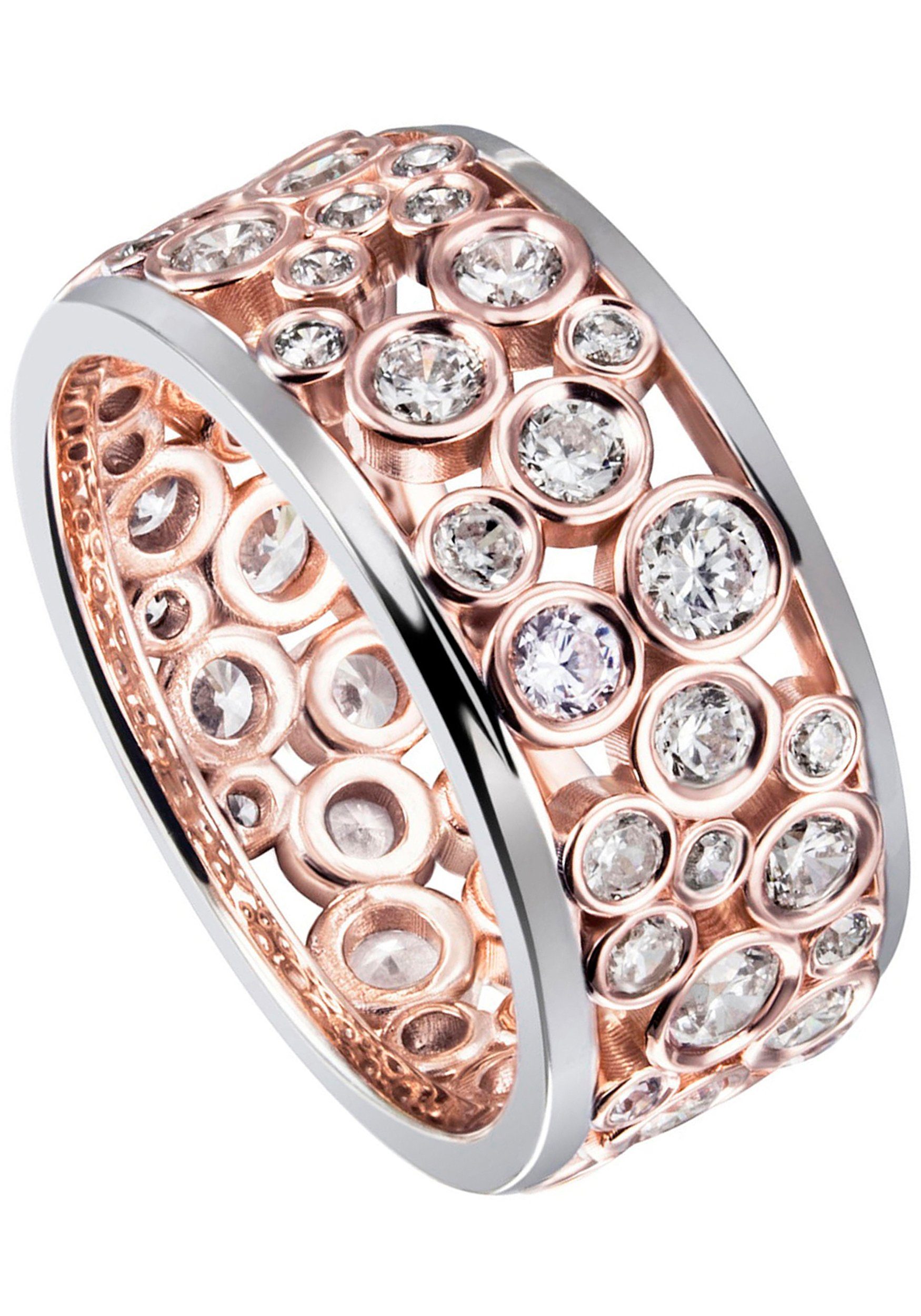 JOBO Fingerring Ringmit 55 Zirkonia, 925 Silber bicolor vergoldet günstig online kaufen
