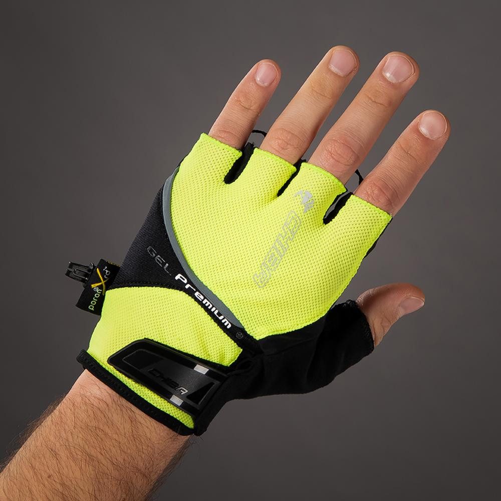 Chiba Fahrradhandschuhe CHIBA Gel Premium - Radhandschuhe neongelb XXL mit Poron-Gel-Polsterun