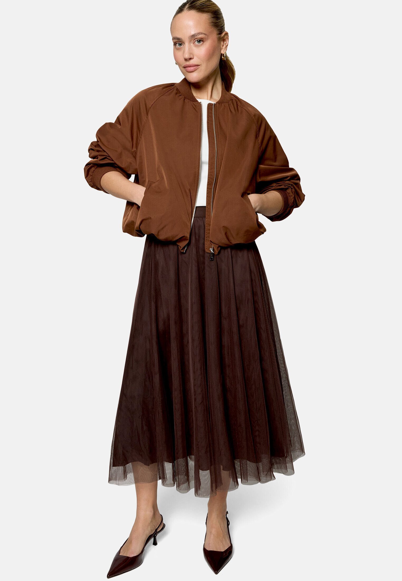 Zero Midirock Damen mit Falten Material