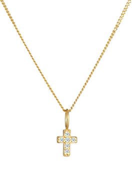 Elli DIAMONDS Kette mit Anhänger Kreuz Religion Diamant (0.06 ct) 585 Gelbgold, Kreuz
