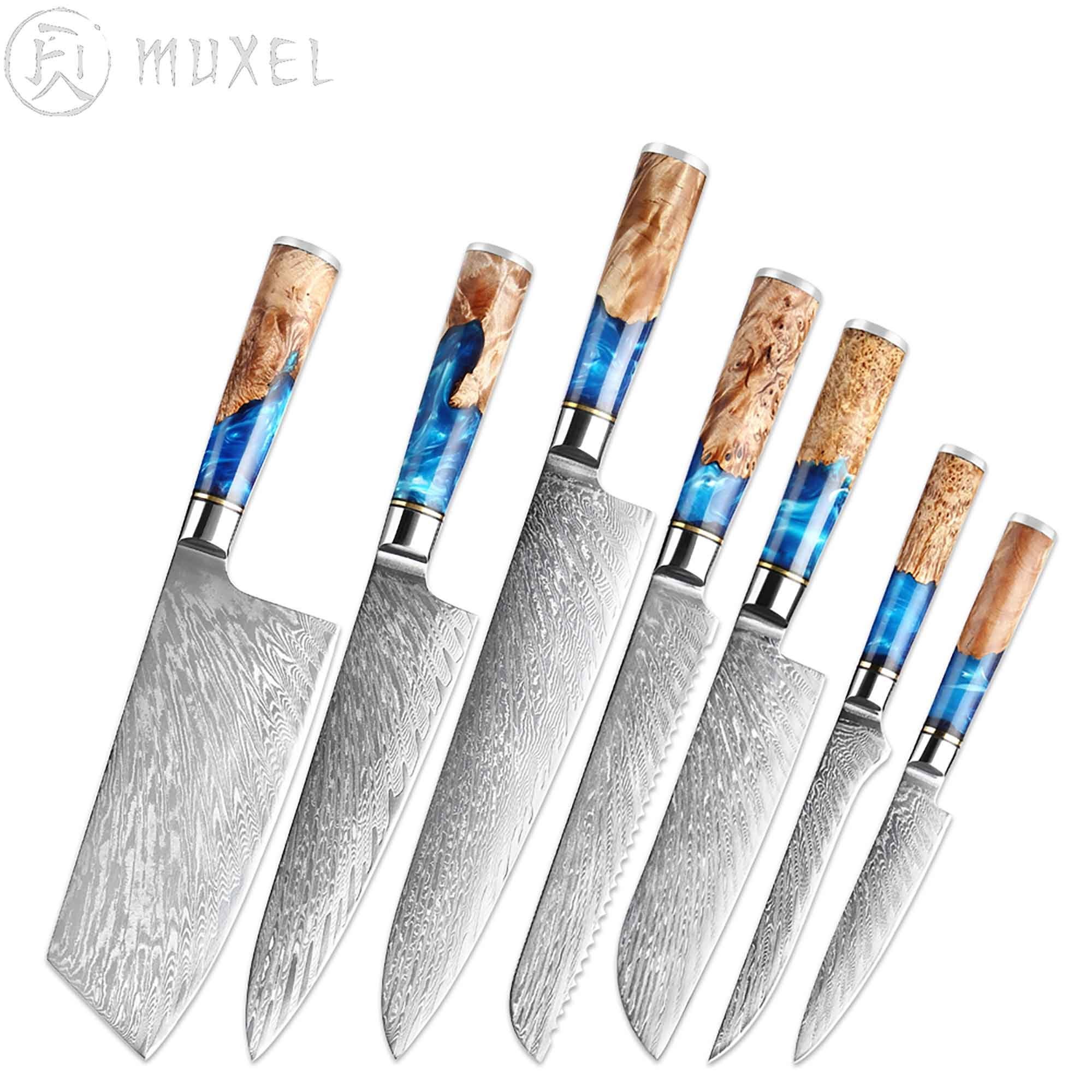 Muxel Messer-Set Jedes Messer Set: Unvergleichliche und Unikat ein (Packung, Damast 7-tlg), extreme 7-teiliges Schönheit Messer