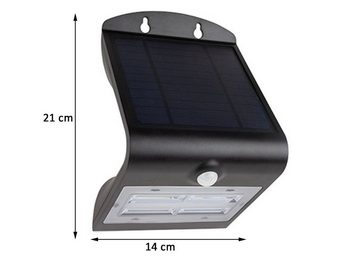 REV Außen-Wandleuchte, Bewegungsmelder, LED fest integriert, Neutralweiß, LED Solarleuchte mit Bewegungsmelder, Solarlicht Hauswand, Schwarz