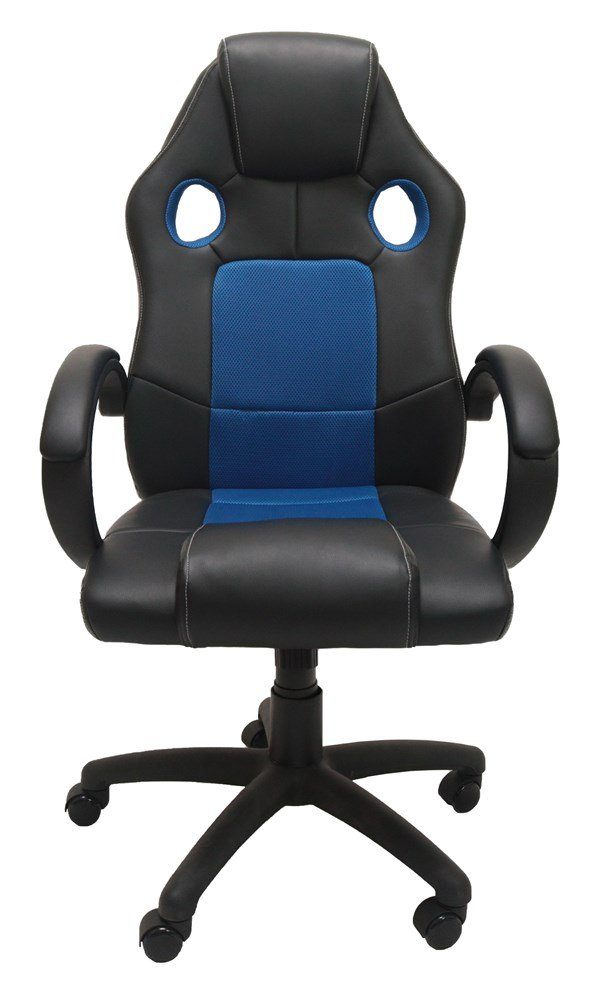 TOPESHOP Gaming-Stuhl Gamer-Sitz mit Armlehne Ergonomische Blau-Schwarz Lendenwirbelstütze