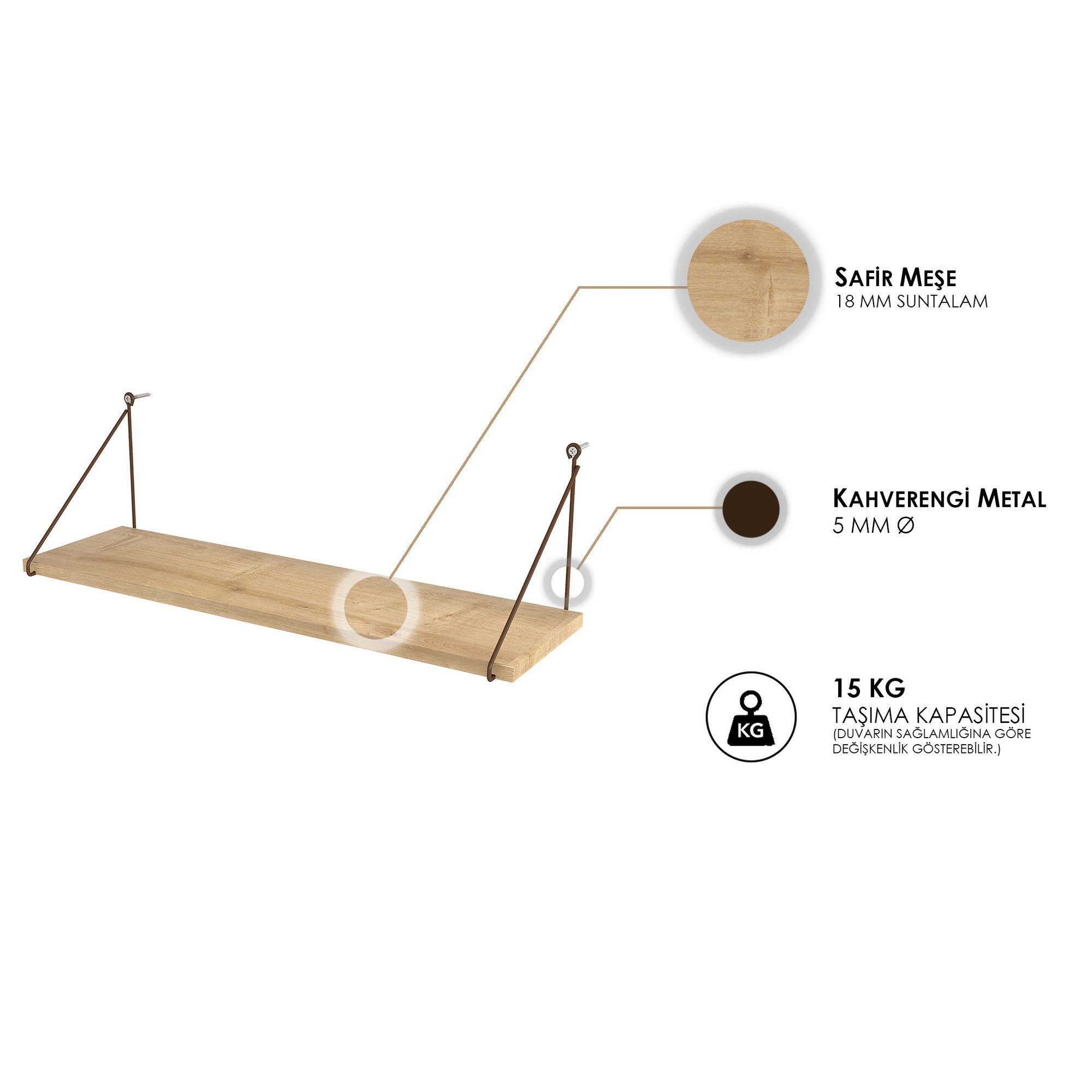 Skye Decor Wandregal 100% MELAMINE COATED PARTICLE BOARD, 20 cm x 20 cm x 72 cm M1610