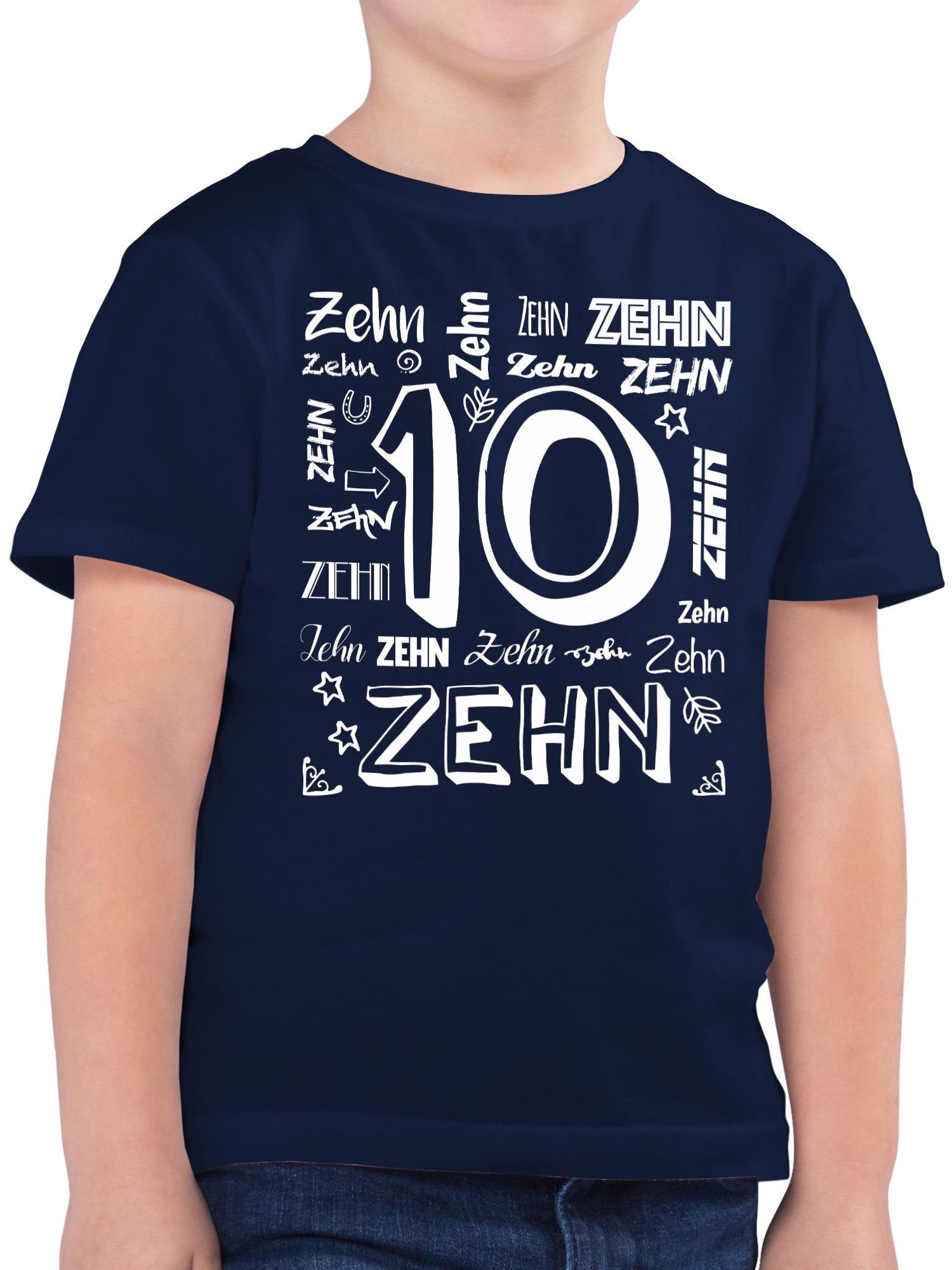 Shirtracer T-Shirt Zehnter Zahlen 10. Geburtstag 1 Dunkelblau
