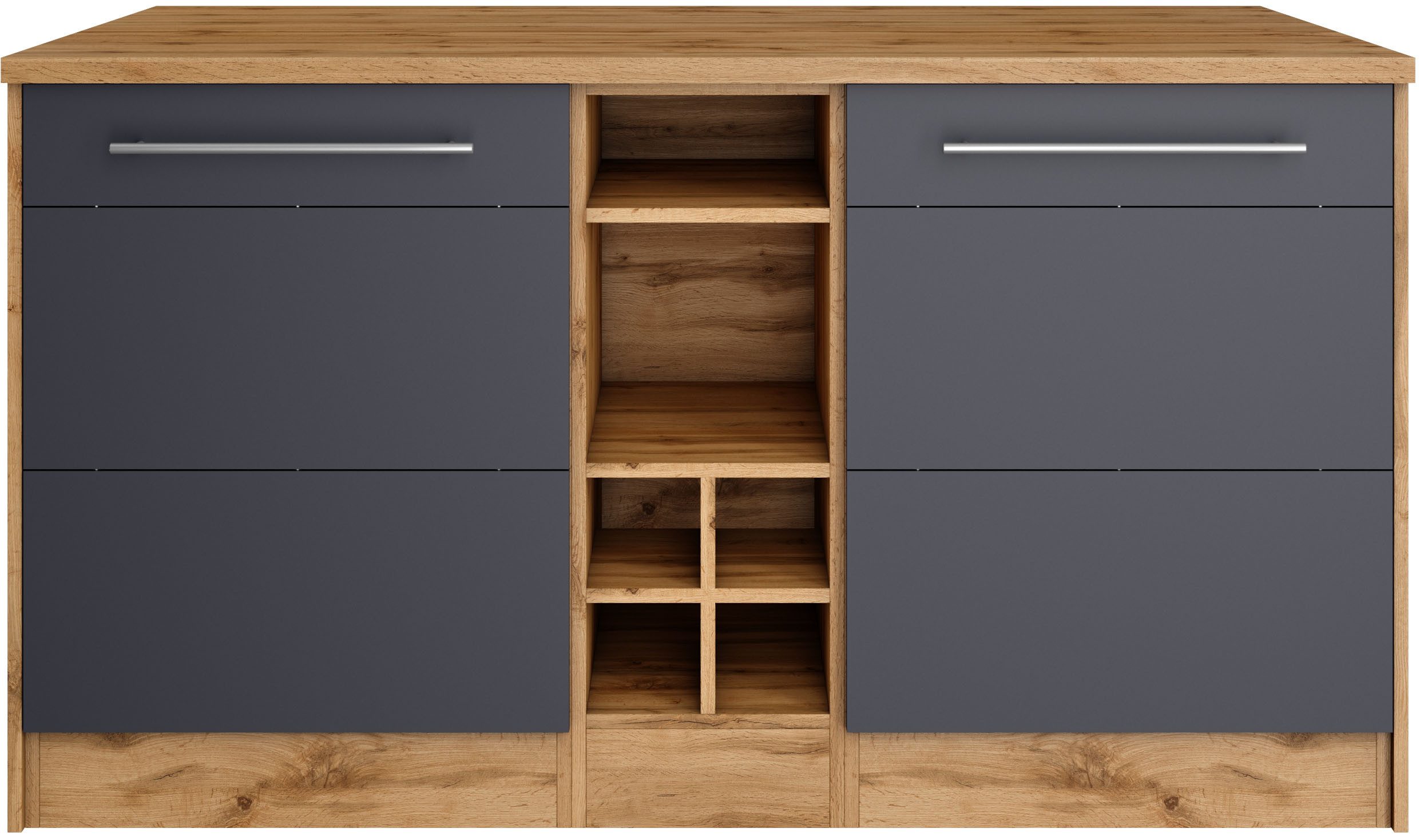 KOCHSTATION Kücheninsel KS-Wien, Breite 153 cm, MDF-Fronten, Flaschenregal günstig online kaufen