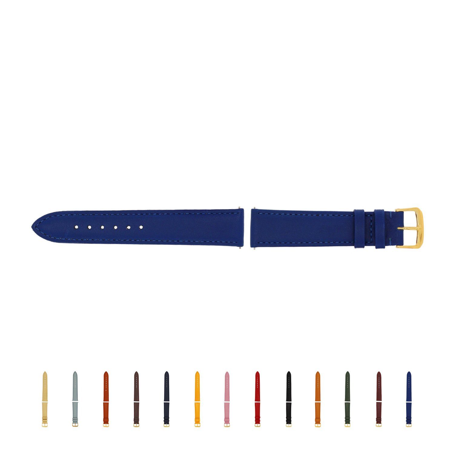Selva Technik Wechselarmband Uhrenarmband, zum einfachen Wechseln, Quick Release, mit Naht, made in Germany 18mm royalblau mit Naht, gelb