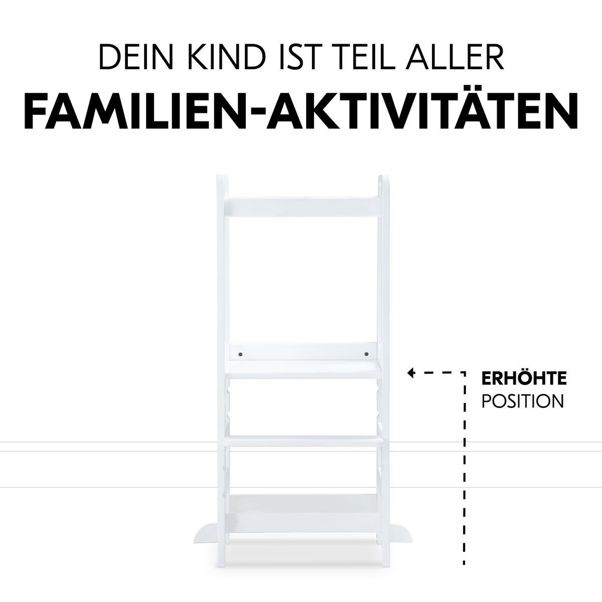 Hauck Tischsitz Learn N Explore - White, Lernturm Kinderstuhl für Küche robust, mitwachsend & höhenverstellbar