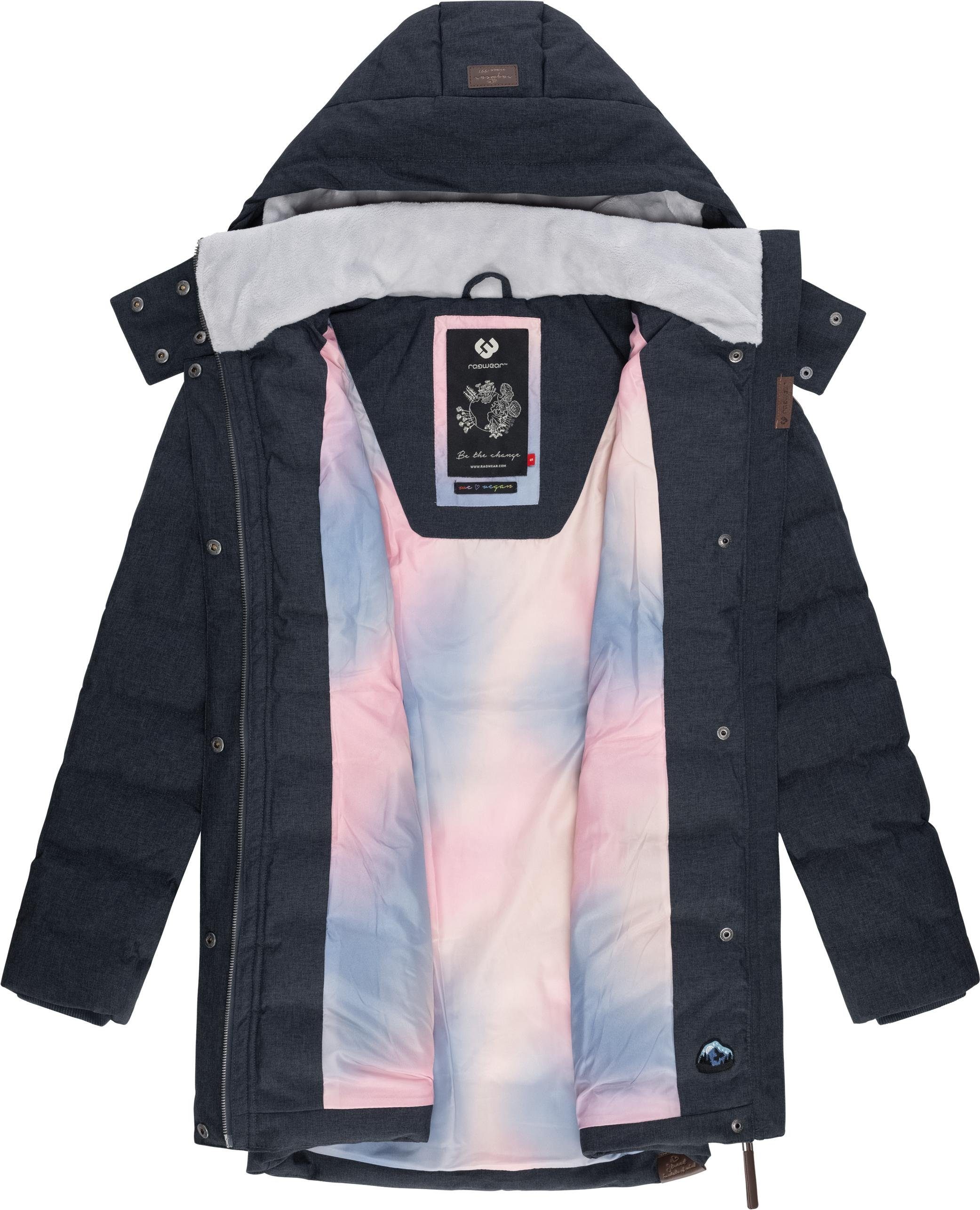 Ragwear Winterjacke Ashanta Block Wasserdichter gesteppter Winterparka mit gefütterter Kapuze