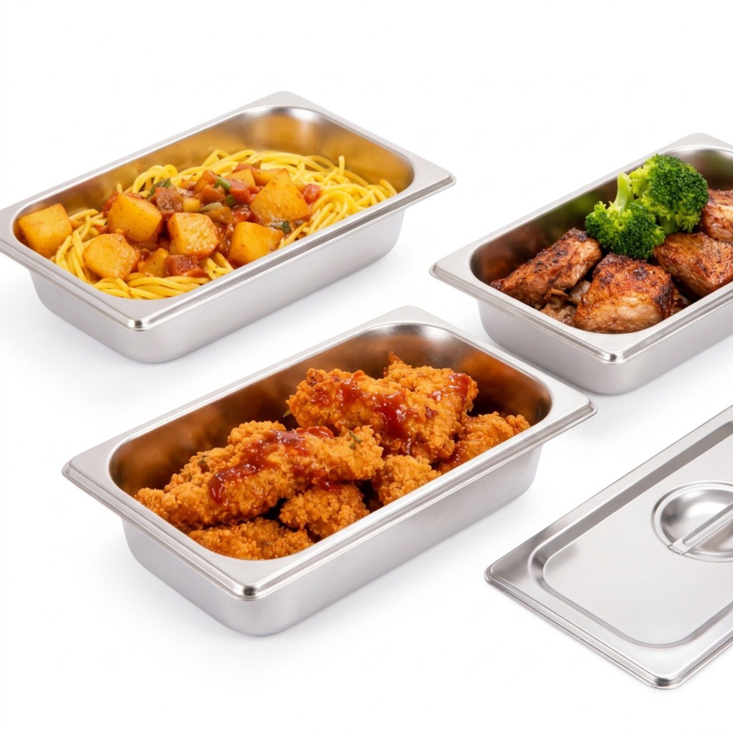 relaxdays Frischhaltedose Gastro Behälter GN 1/3 Edelstahl 3er Set, Edelstahl, (6-tlg), 3er Pack