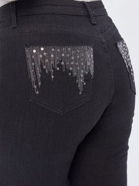 Sarah Kern Röhrenjeans Skinny-fit-Jeans figurbetont mit Kristallsteinchen