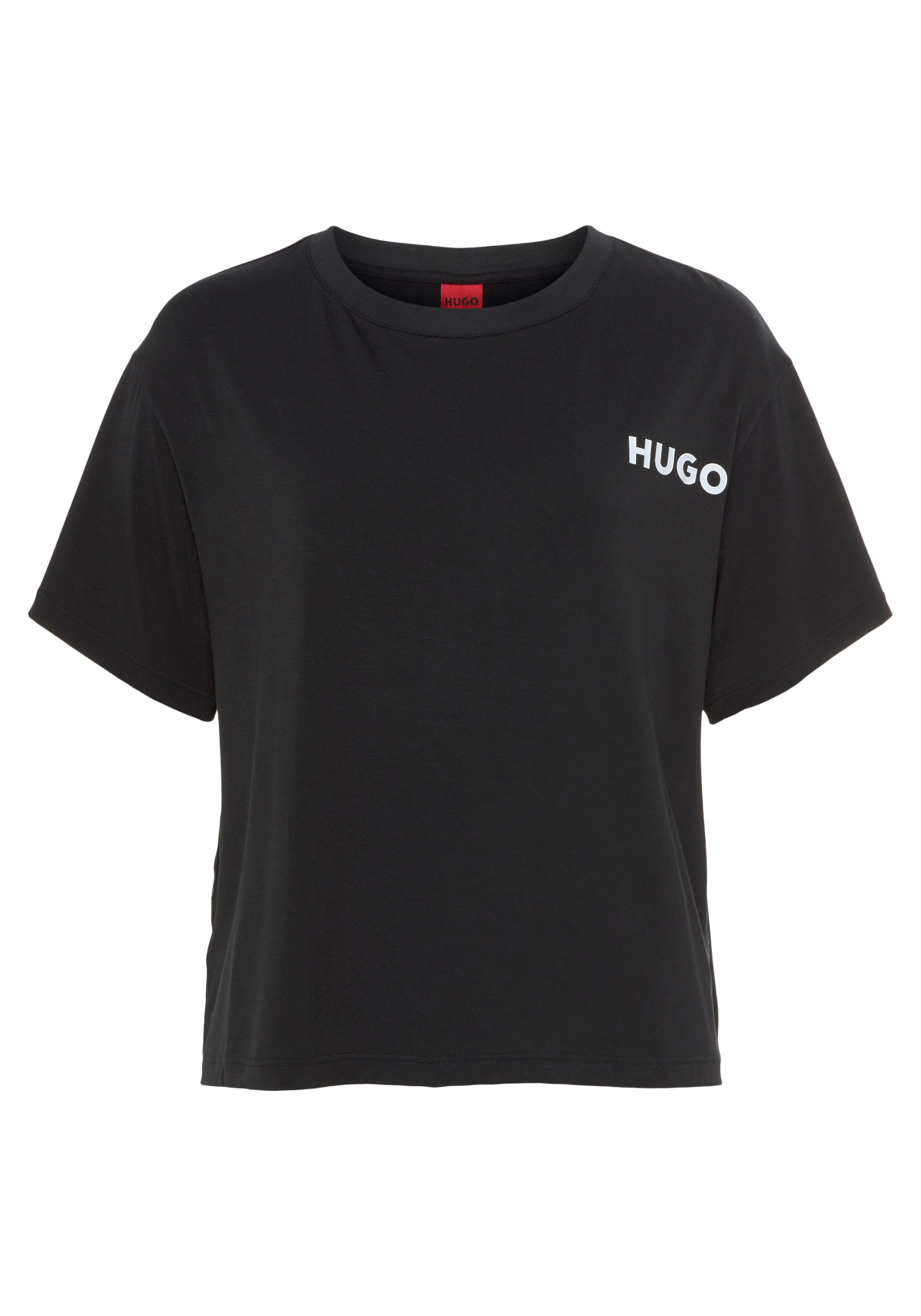 HUGO mit Black UNITE_T-SHIRT Logo-Print Rundhalsshirt