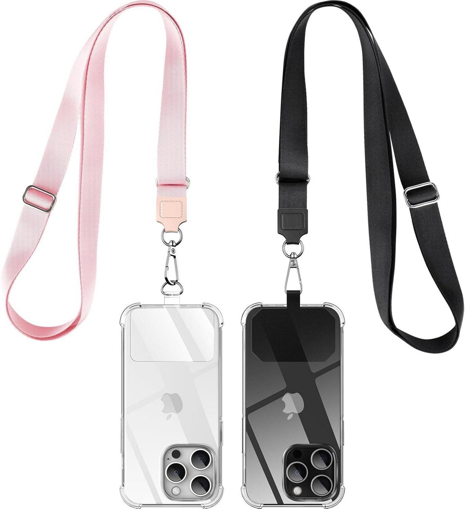 LuxusKollektion Handykette Handykette Universal 2 Stück Schwarz Rosa Einstellbar Schlüsselband