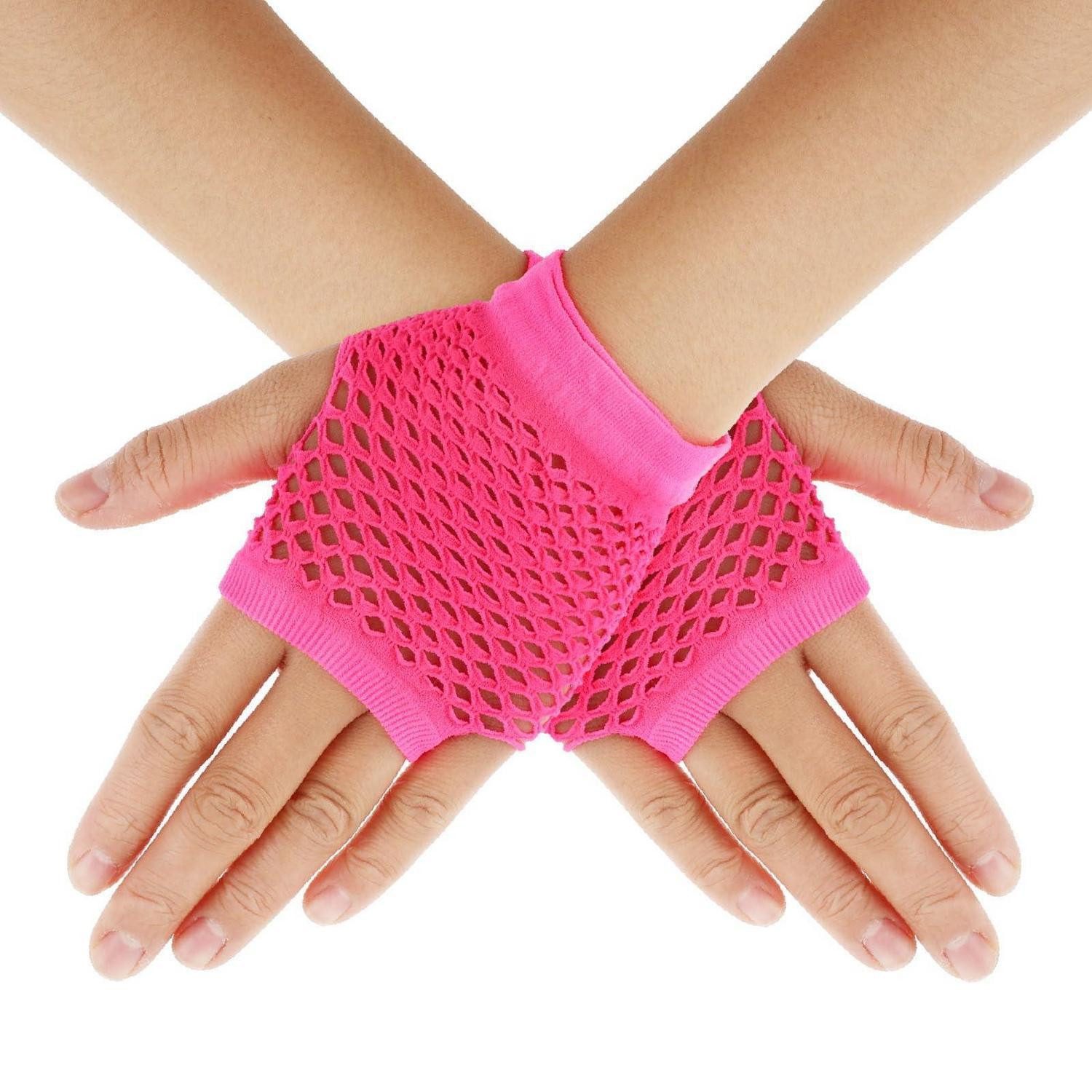 LuxusKollektion Abendhandschuhe Netzhandschuhe fingerlos neon rosenrot Damen Retro (1-St)