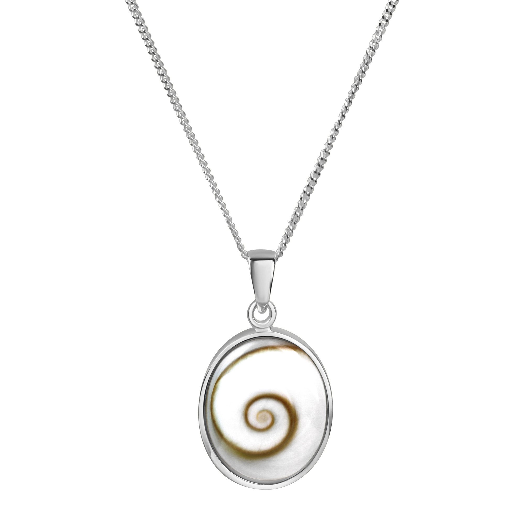 Zeeme Kette mit Anhänger Silber 925 rhodiniert mit weißer Muschel 45cm lang