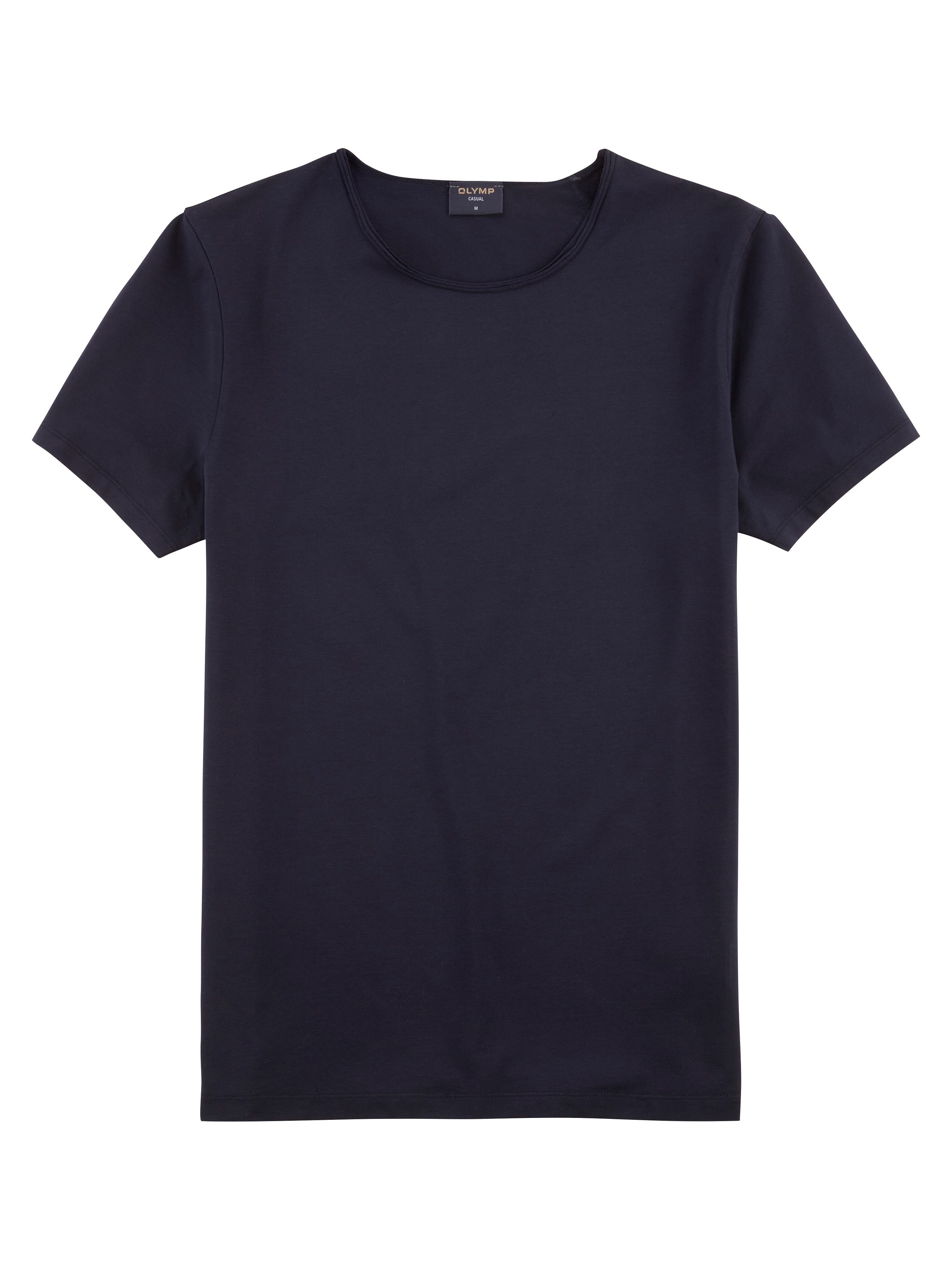 OLYMP T-Shirt Casual mit Rollkante am Ausschnitt