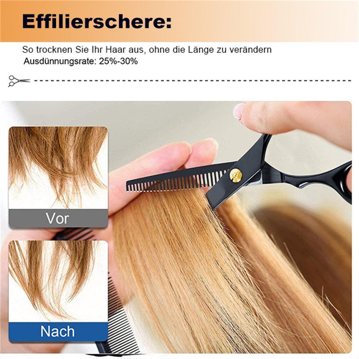 MOPUEA Haarschere 19-St Haarschere Friseurschere Profi Modellierschere, (19-tlg., Hochwertiges Material für überlegene Haltbarkeit), Griffiges Griffdesign für sicheren Haarschnitt