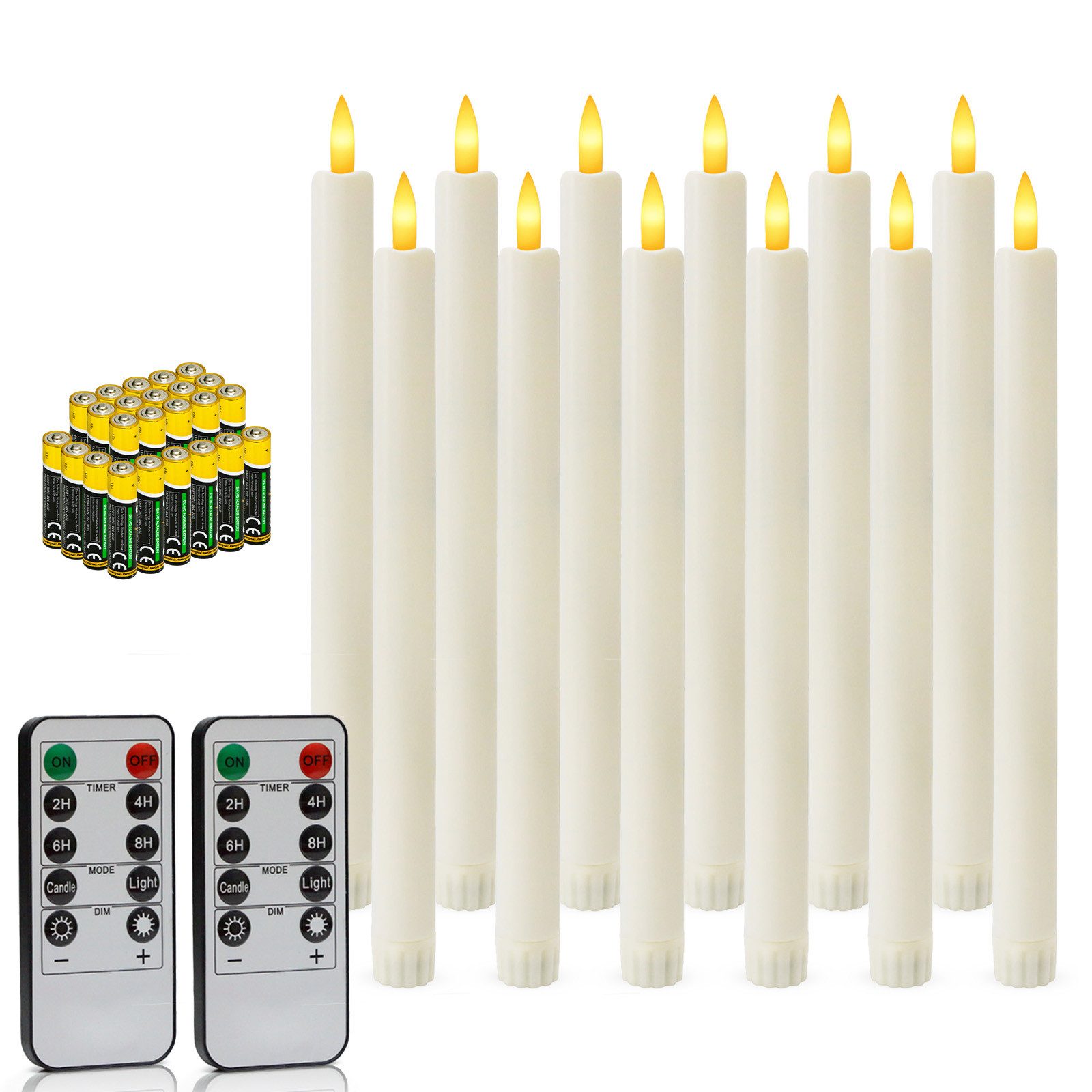 kisidus LED-Kerze LED Stabkerzen mit Timerfunktion 12 Stück (flackernde Fla günstig online kaufen