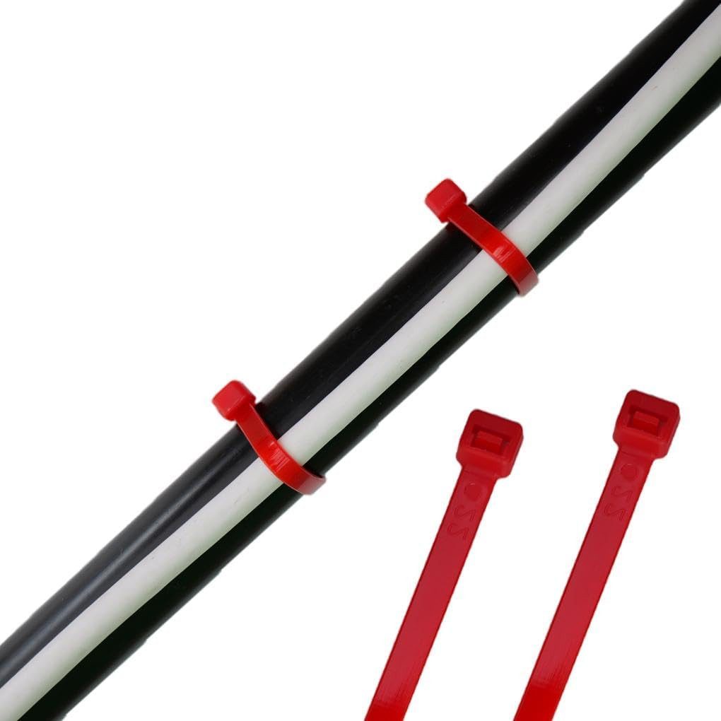 HORZEFIX Kabelbinder set rot lang uv beständig Universalbinder 2,5, 3,6, 4,8, 7,6 breit (Packung, 500-St., VPE= 5 x 100 Kabelbinder im Polybeutel) Temperaturbeständig/wetterfest
