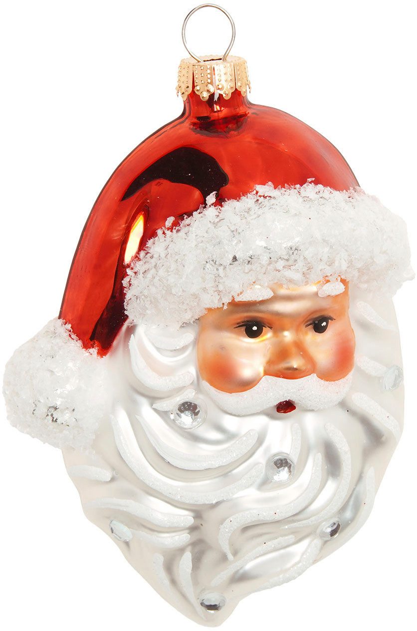 Krebs Glas Lauscha Weihnachtsbaumkugel Baumschmuck Santa-Kopf mehrfarbig 11cm, Dekoriert mit Liebe zum Detail