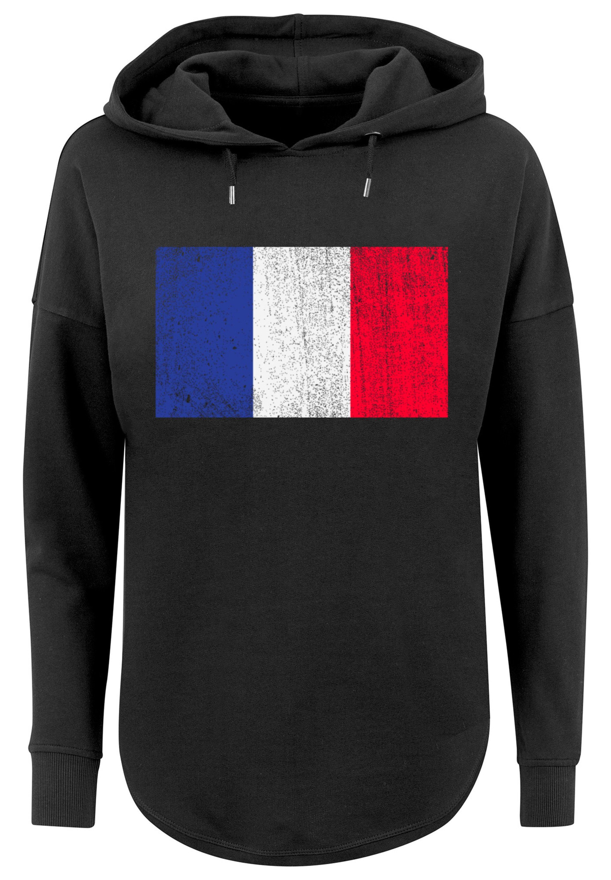 Kapuzenpullover Flagge Print distressed F4NT4STIC schwarz France Frankreich