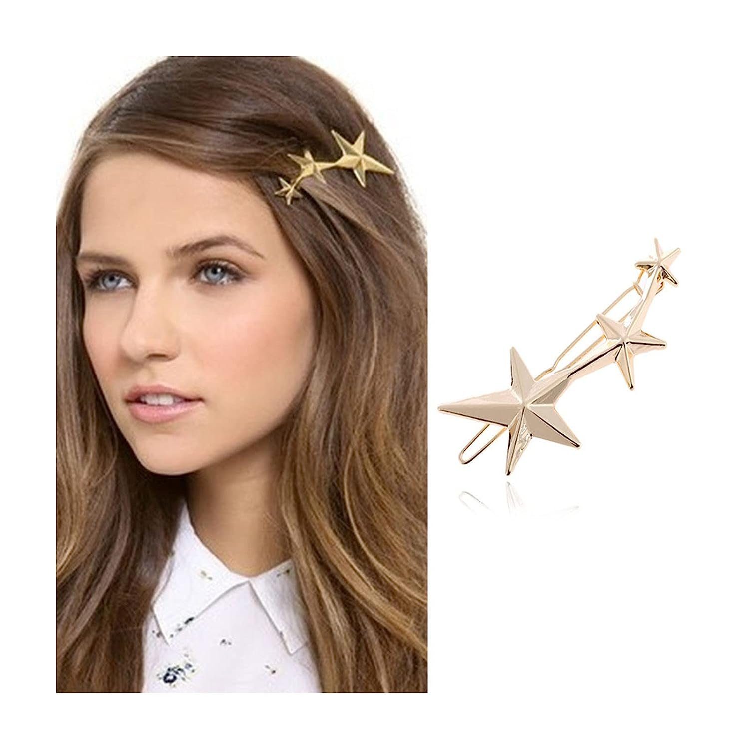 WaKuKa Diadem Stern-Haarspange, Brosche, Metall-Stern-Haarspange, Kopfbedeckung (1-tlg) Gold