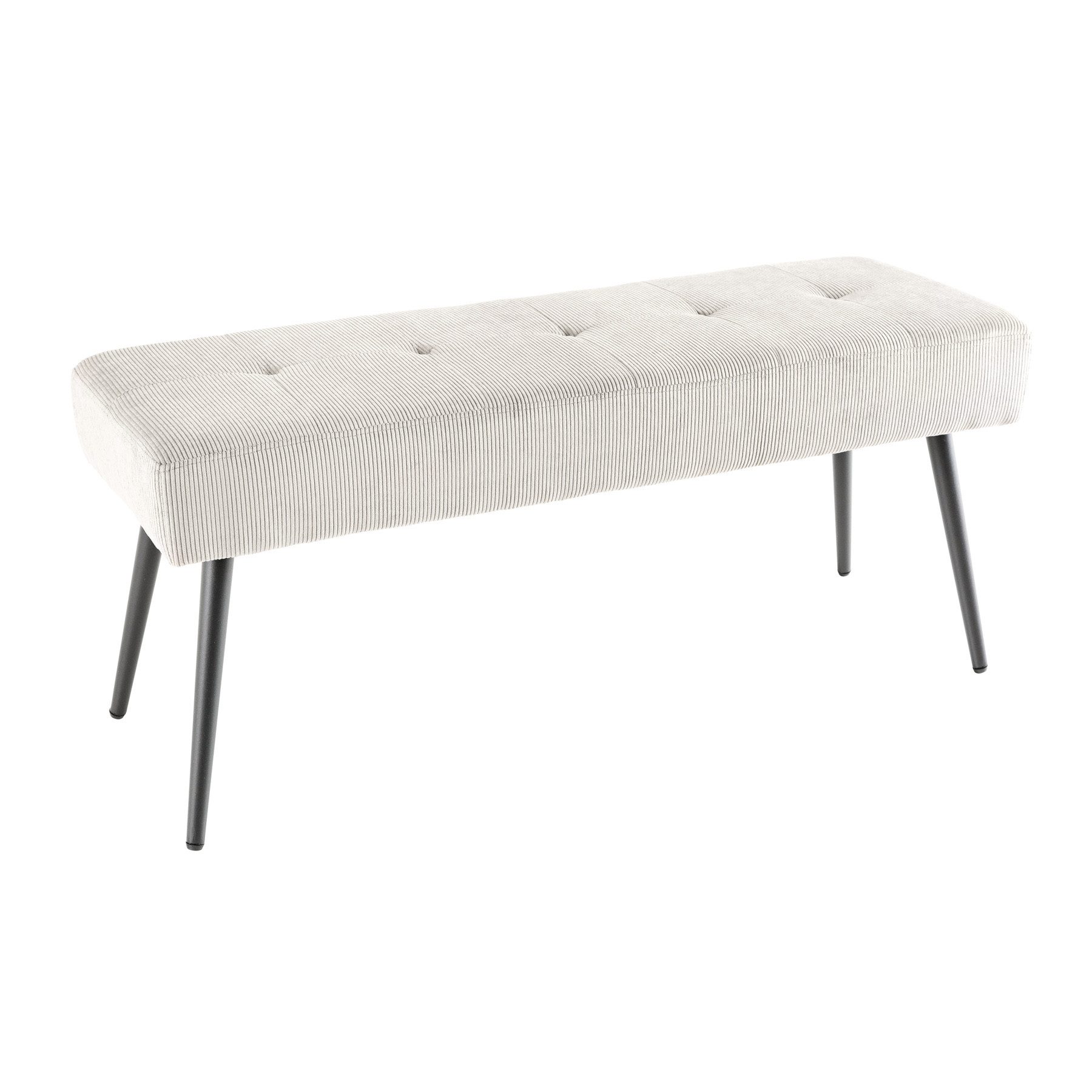 riess-ambiente Sitzbank BOUTIQUE 100cm beige · Polsterbank aus Cord mit schwarzen Metallbeinen (Einzelartikel, 1-St), Strukturstoff · Schaumstoffpolsterung · Ziernähte · Metallgestell
