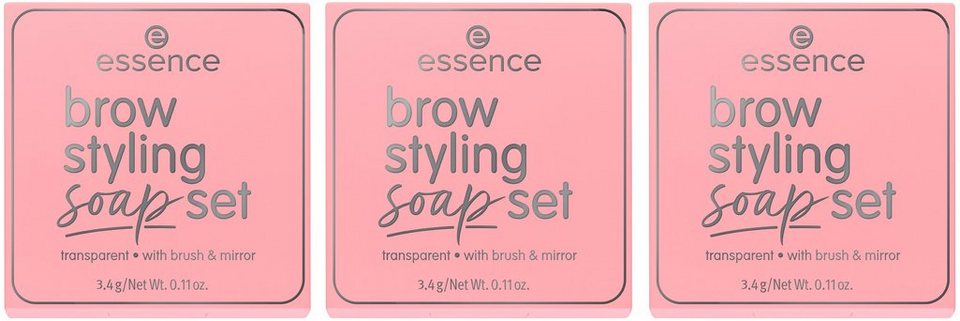Essence Augenbrauen-Gel brow styling soap set, 3-tlg., Augen-Make-Up, Set  mit Spiegel und Bürste