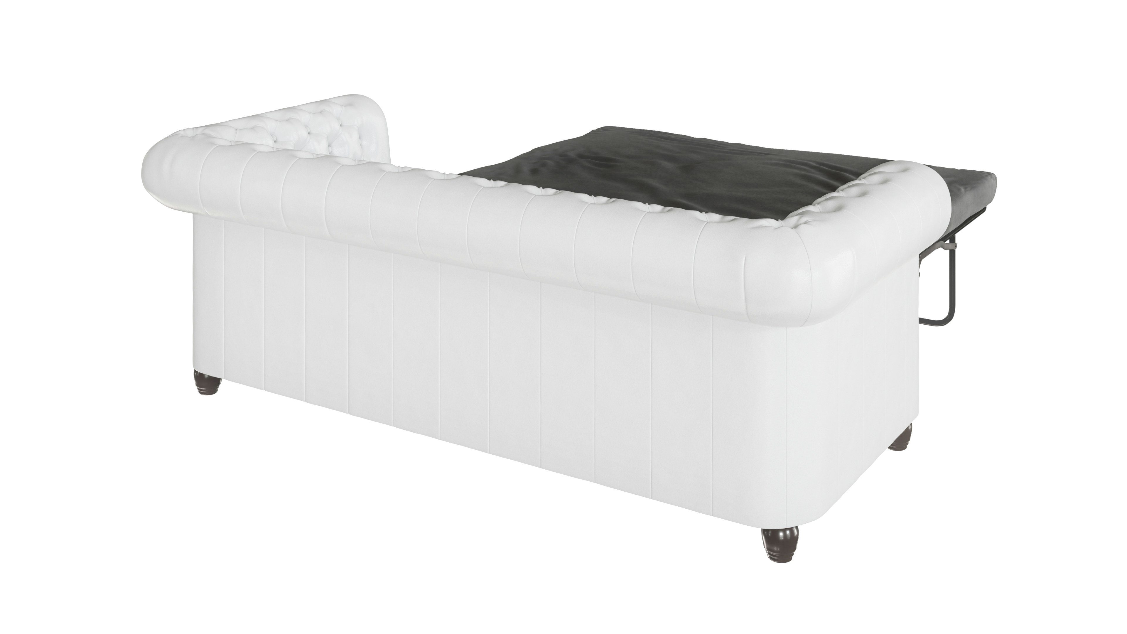 Möbel Chesterfield-Sofa mit x 3-Sitzer, mit T Weiß Jeff, Bettfunktion, B x 86cm H S-Style 203cm Wellenfederung 72cm,