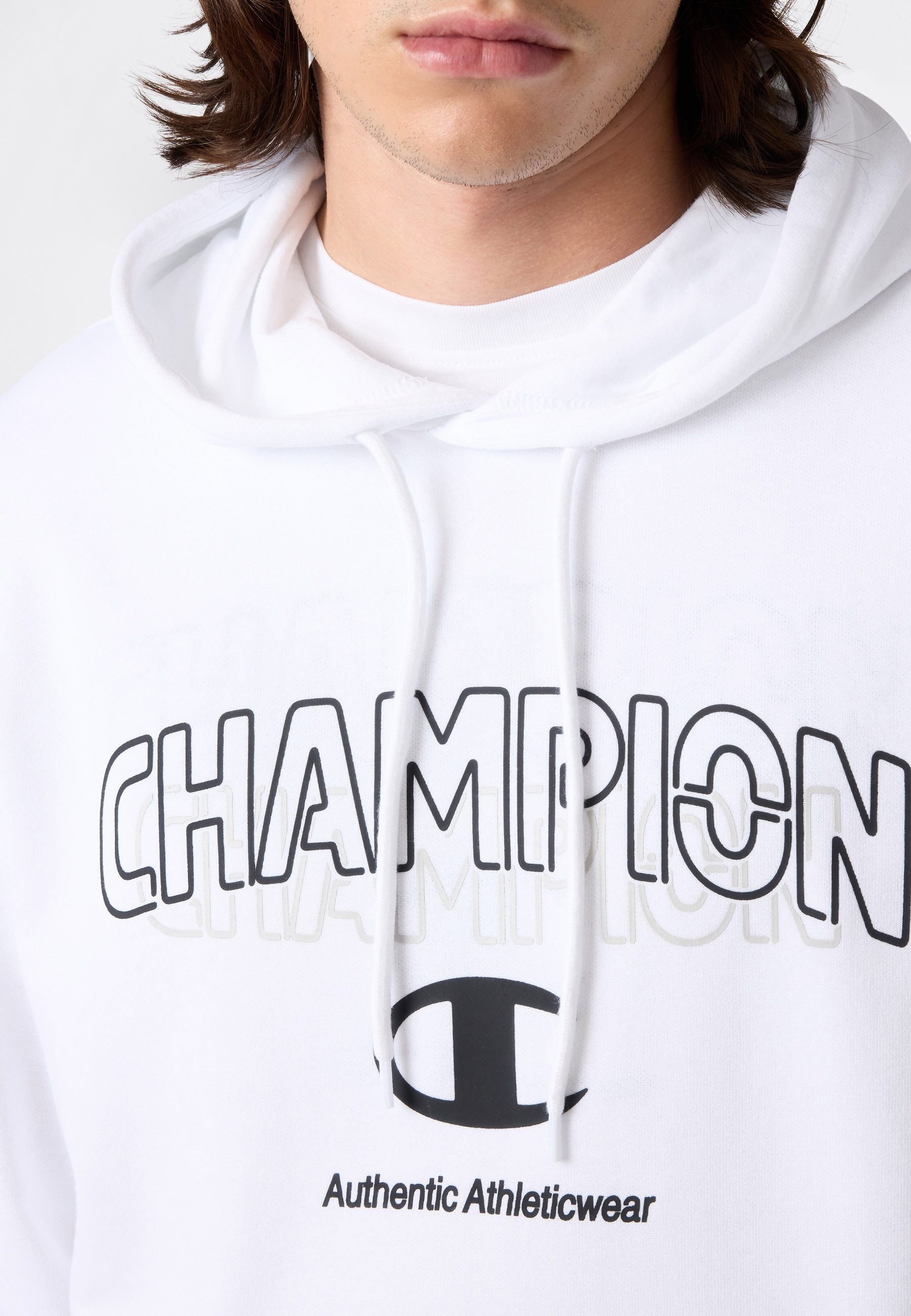 Champion Kapuzensweatshirt Graphic Terry Hoodie sportlicher Stil, für Erwachsene, Rundhalsausschnitt