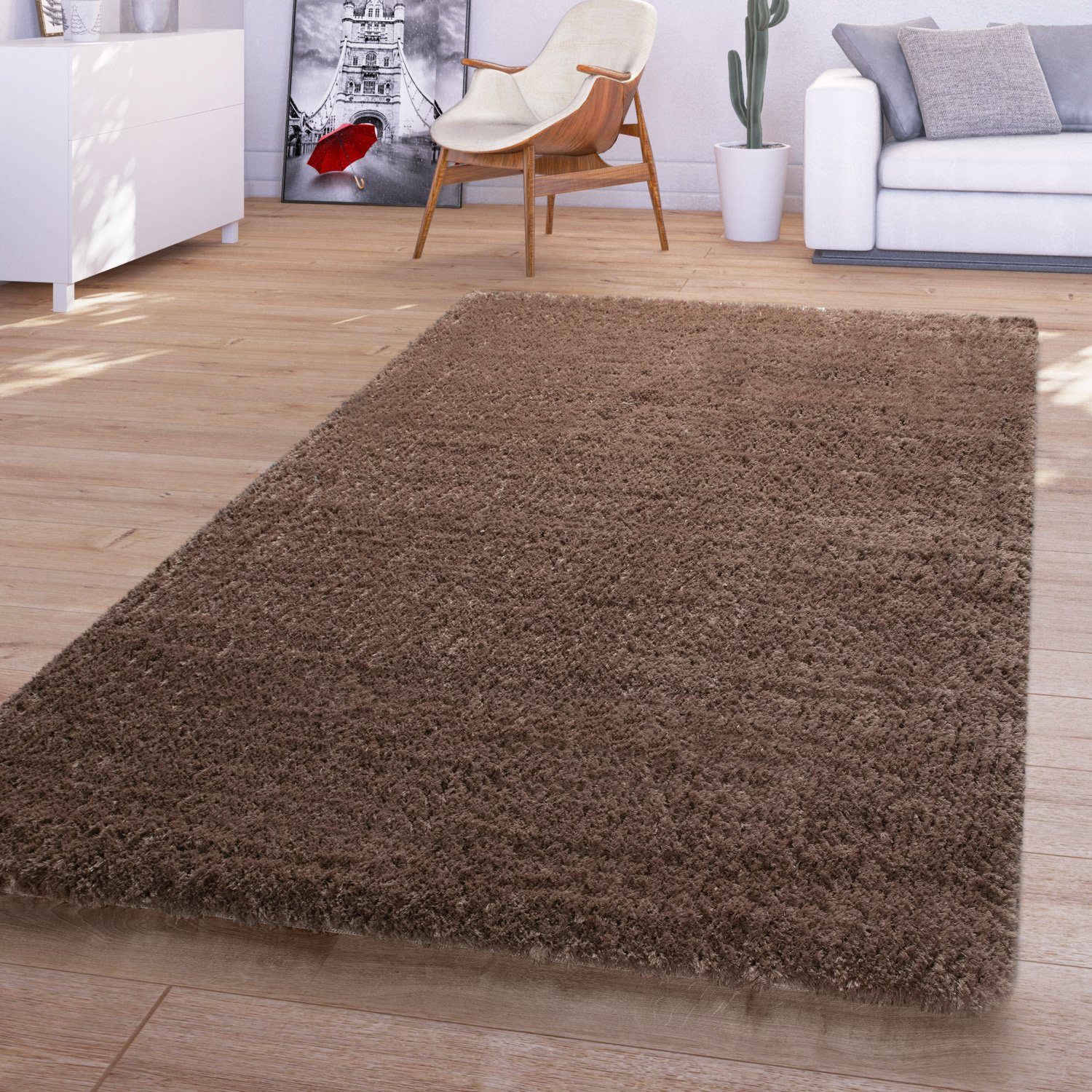 Hochflor-Teppich Hochflor Teppich Waschbar Für Wohnzimmer, TT Home, rechteckig, Höhe: 44 mm