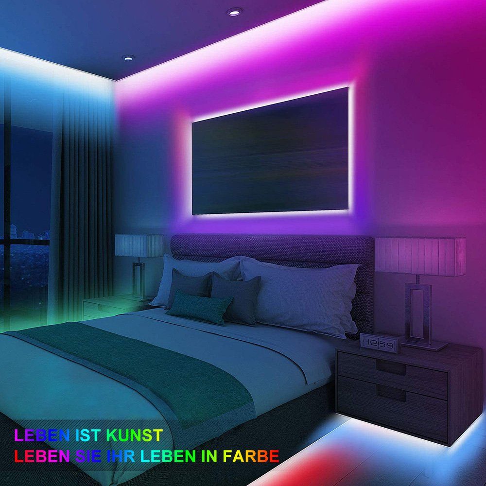 RGB, mit LED-Streifen Rosnek Farbwechsel, 60-flammig, 2M/3M/5M, Weihnachten, 24-Tasten-IR-Fernbedienung