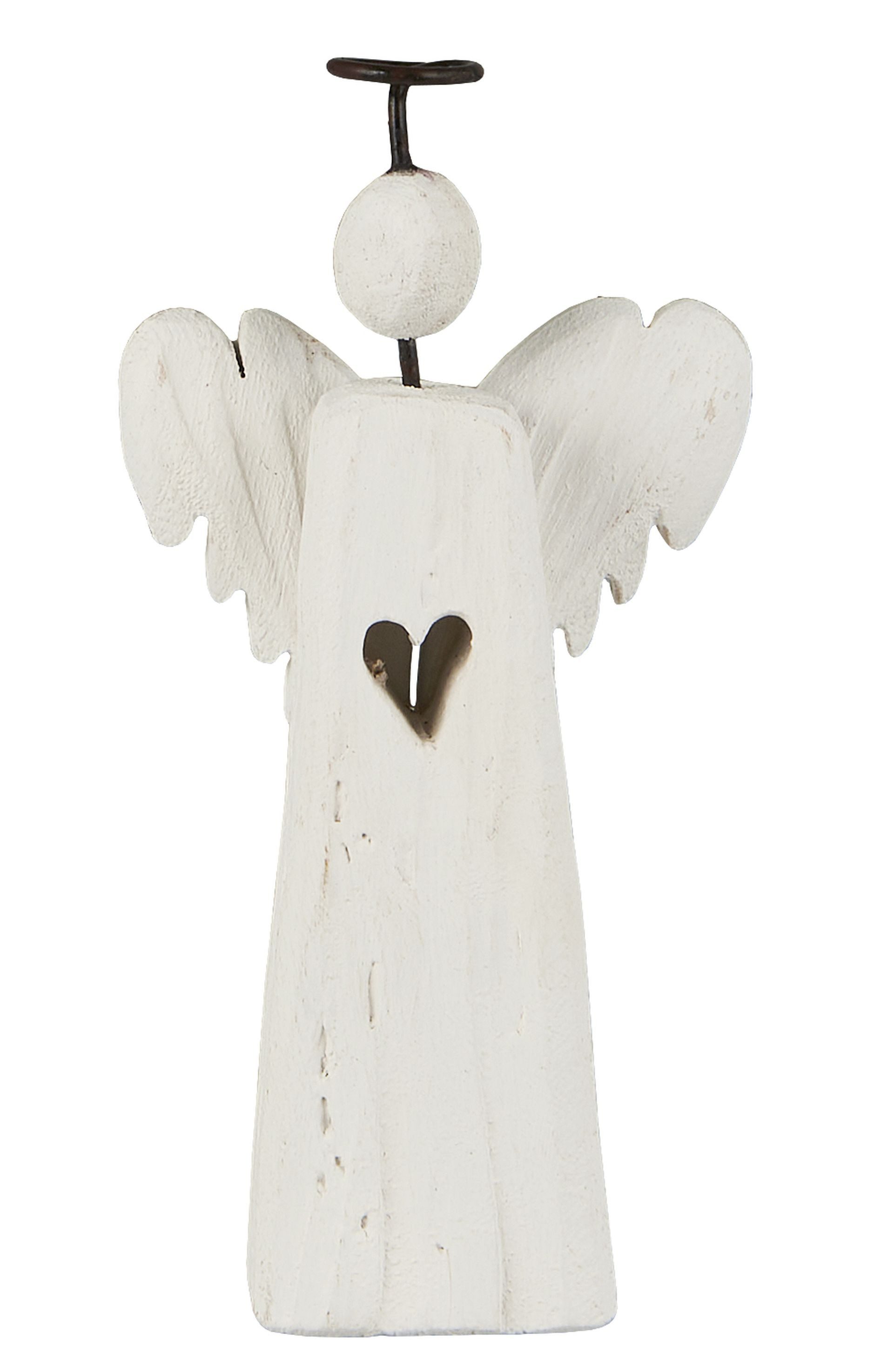 Ib Laursen Christbaumschmuck Ib Laursen - Engel Engelfigur Holz H 14cm Lucia Weihnachtsdeko Weiß